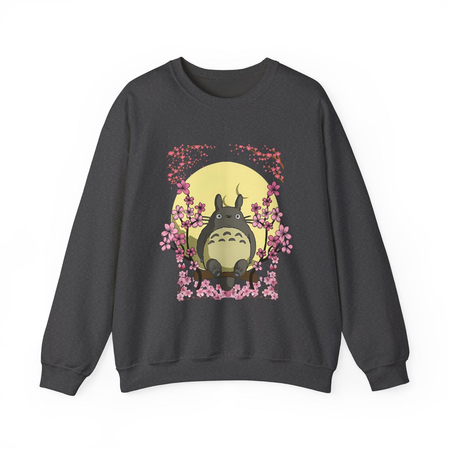 Totoro Sakura Moon Sweatshirt – Cozy 100% Cotton Studio Ghibli Cherry Blossom Pullover