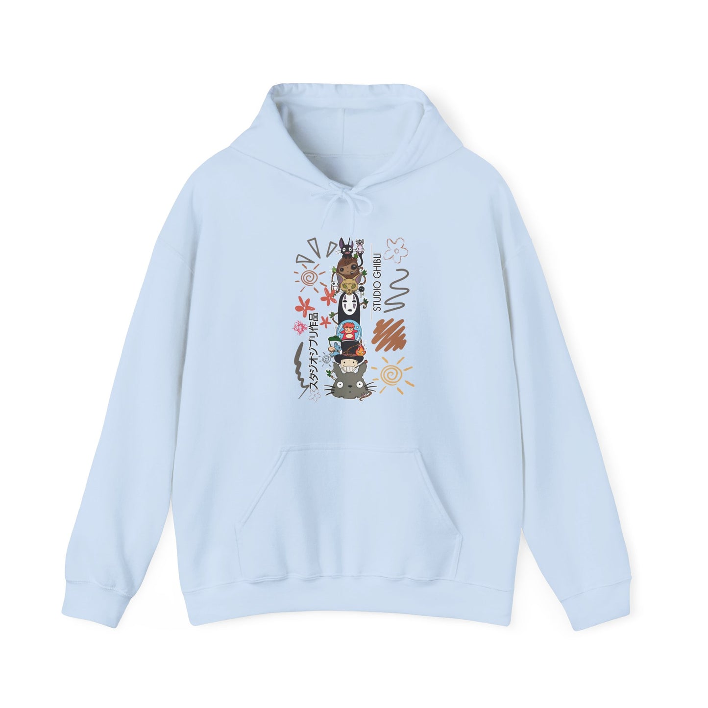 Studio Ghibli Characters Sketch Hoodie – 100% Cotton Anime Hoodie Featuring Totoro, Kiki, and More