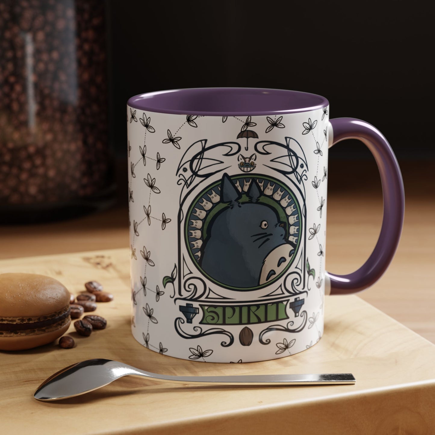 Totoro Spirited Ghibli Accent Handle Mug – 11oz & 15oz Anime Cup – Studio Ghibli Coffee Gift