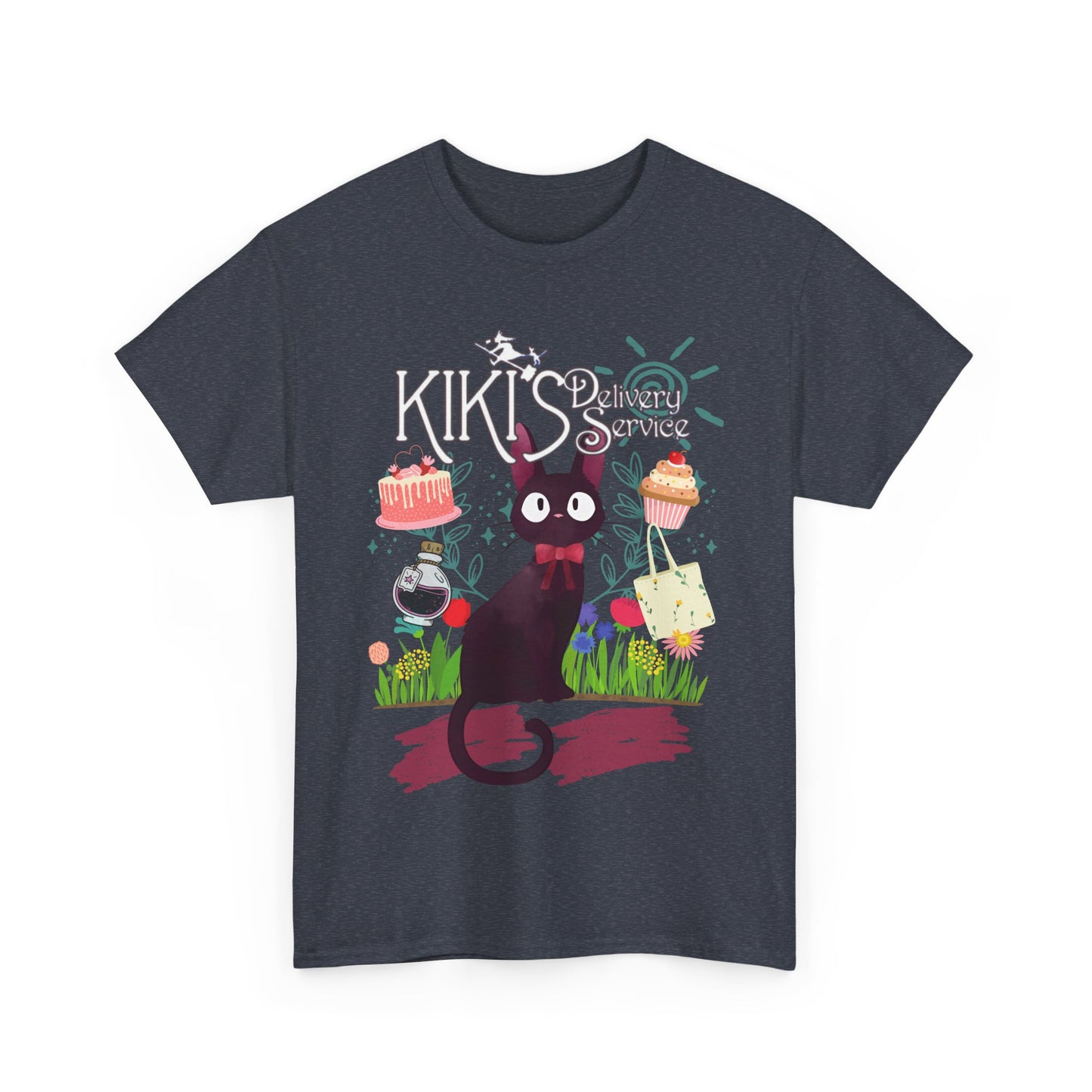 Jiji Collage Studio Ghibli T-Shirt – 100% Cotton Anime Tee Featuring Kiki’s Delivery Service Cat