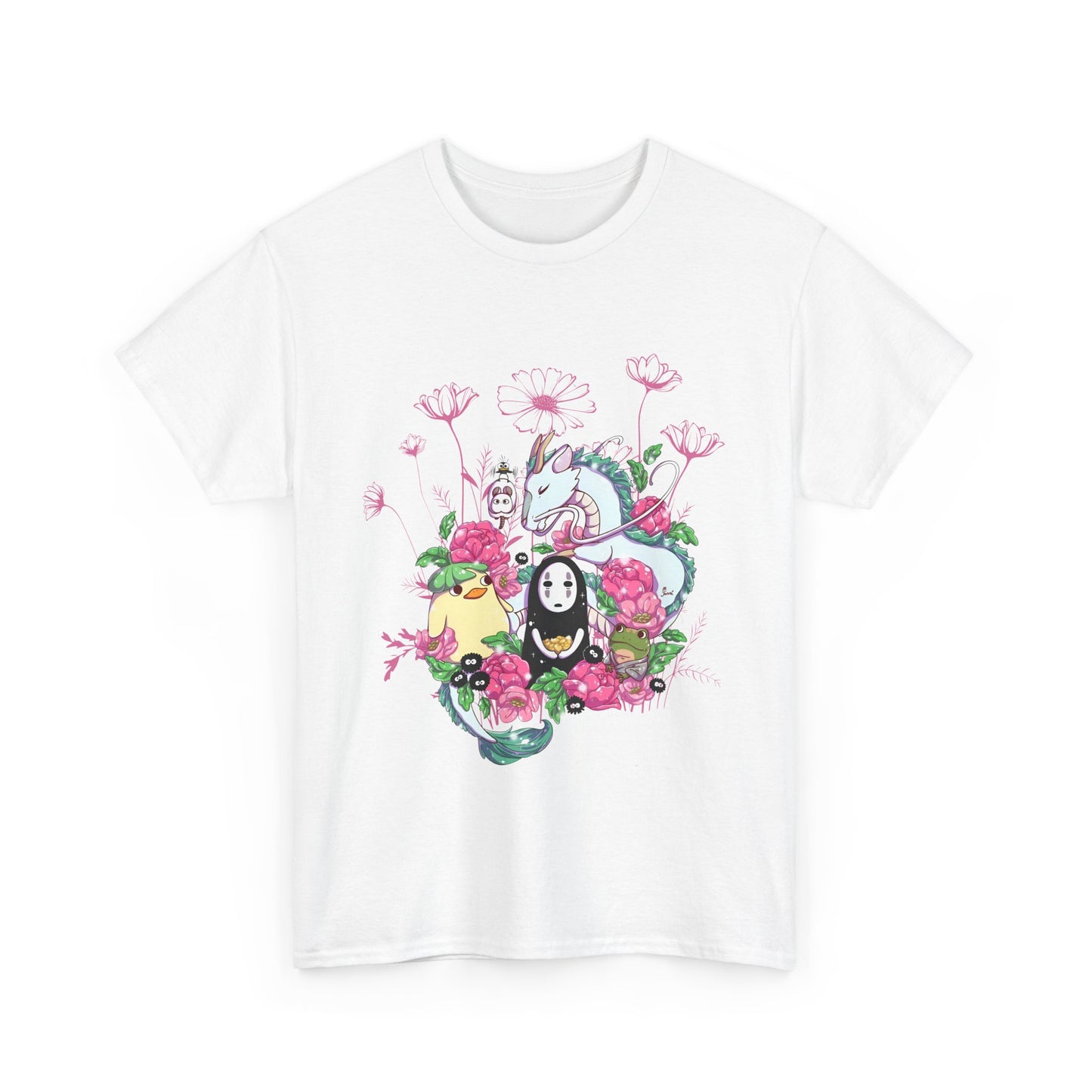 Spirited Away Flowers Pink T-Shirt | 100% Cotton Studio Ghibli Anime Tee