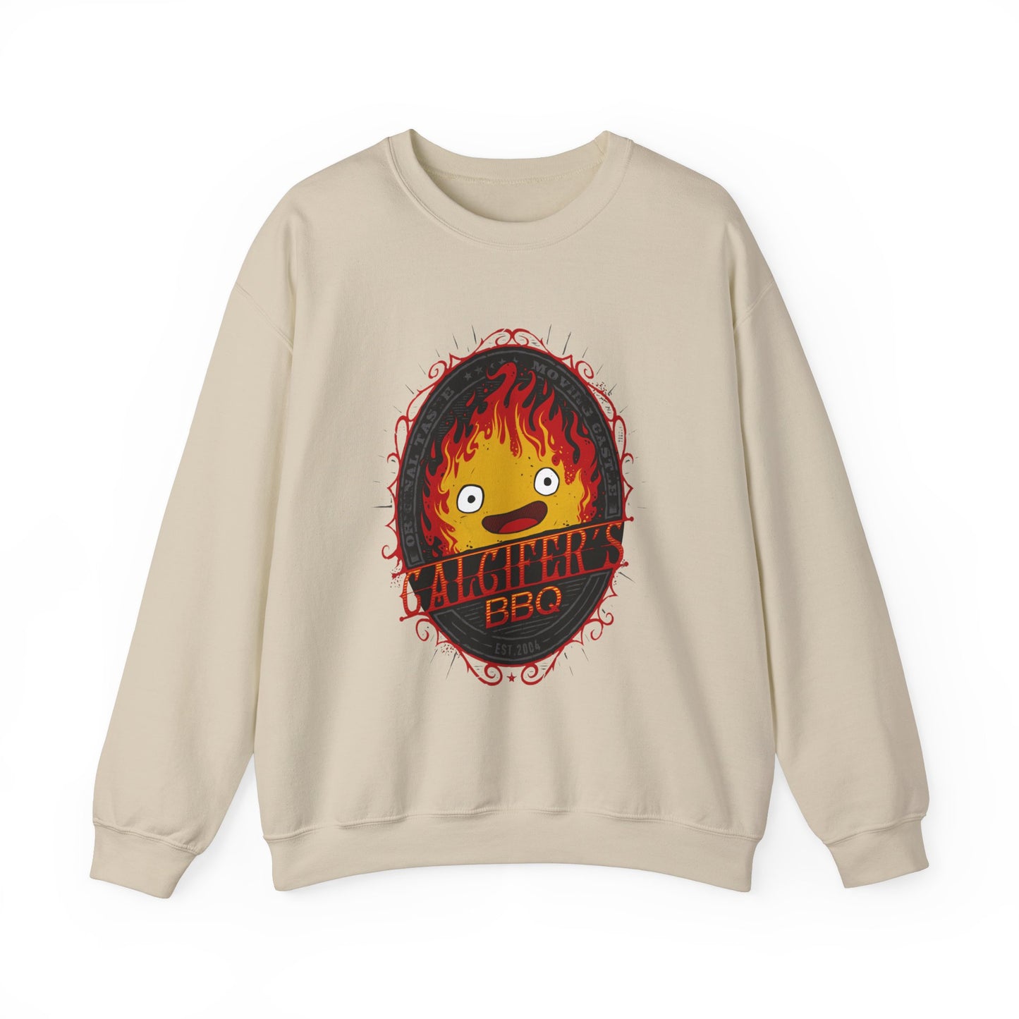 Calcifer BBQ Demon Flame Sweatshirt – 100% Cotton Studio Ghibli Cozy Anime Pullover