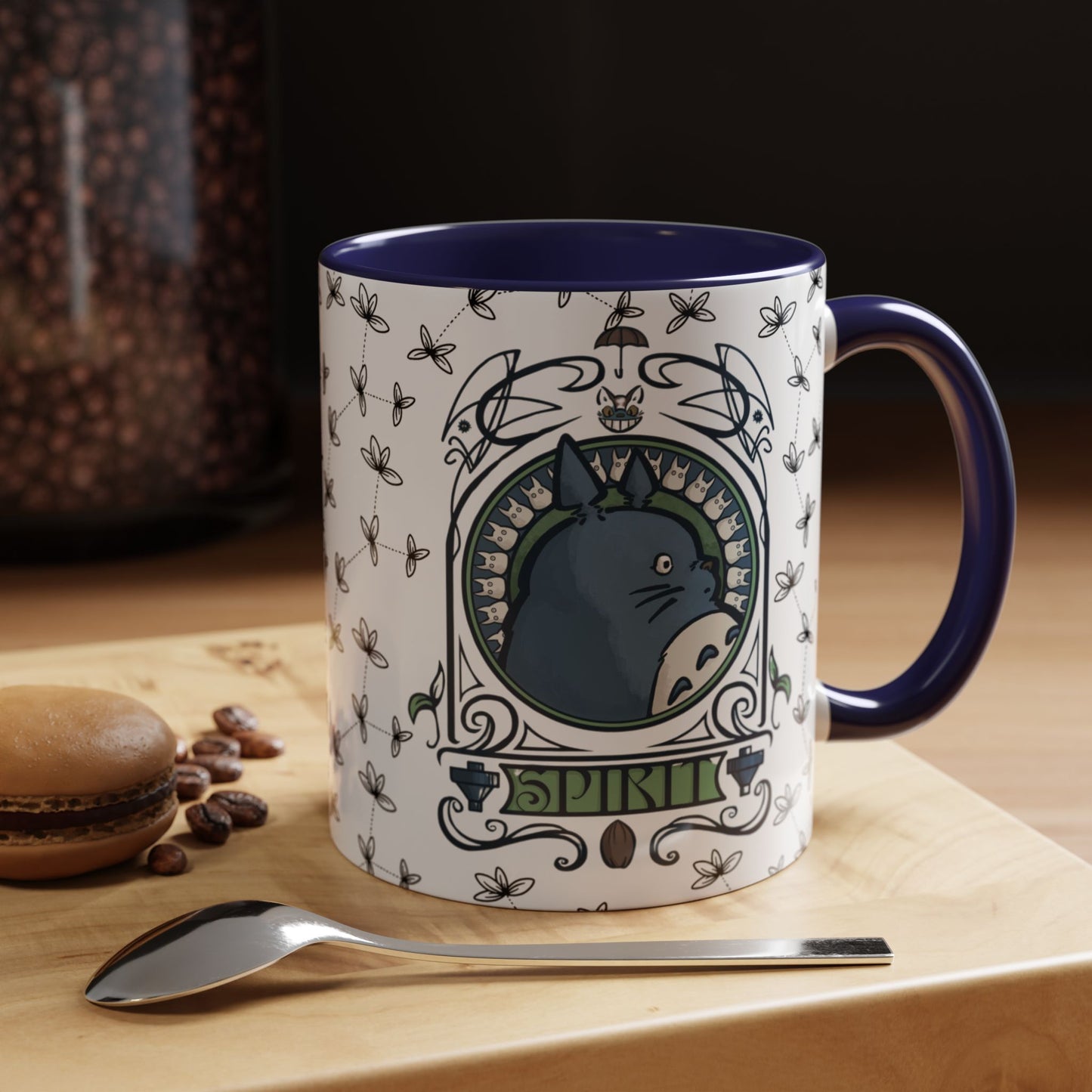 Totoro Spirited Ghibli Accent Handle Mug – 11oz & 15oz Anime Cup – Studio Ghibli Coffee Gift