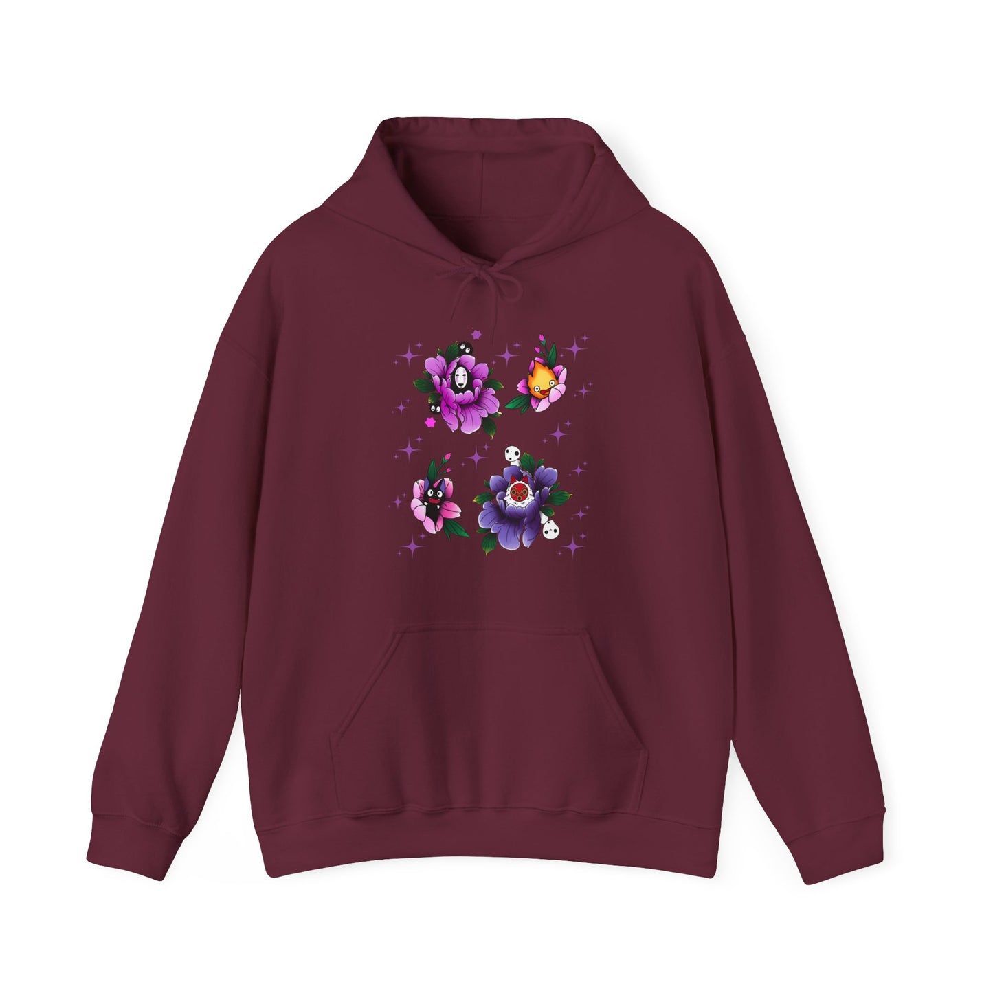 Studio Ghibli Flowers Hoodie – 100% Cotton Anime Floral Sweatshirt for Ghibli Fans