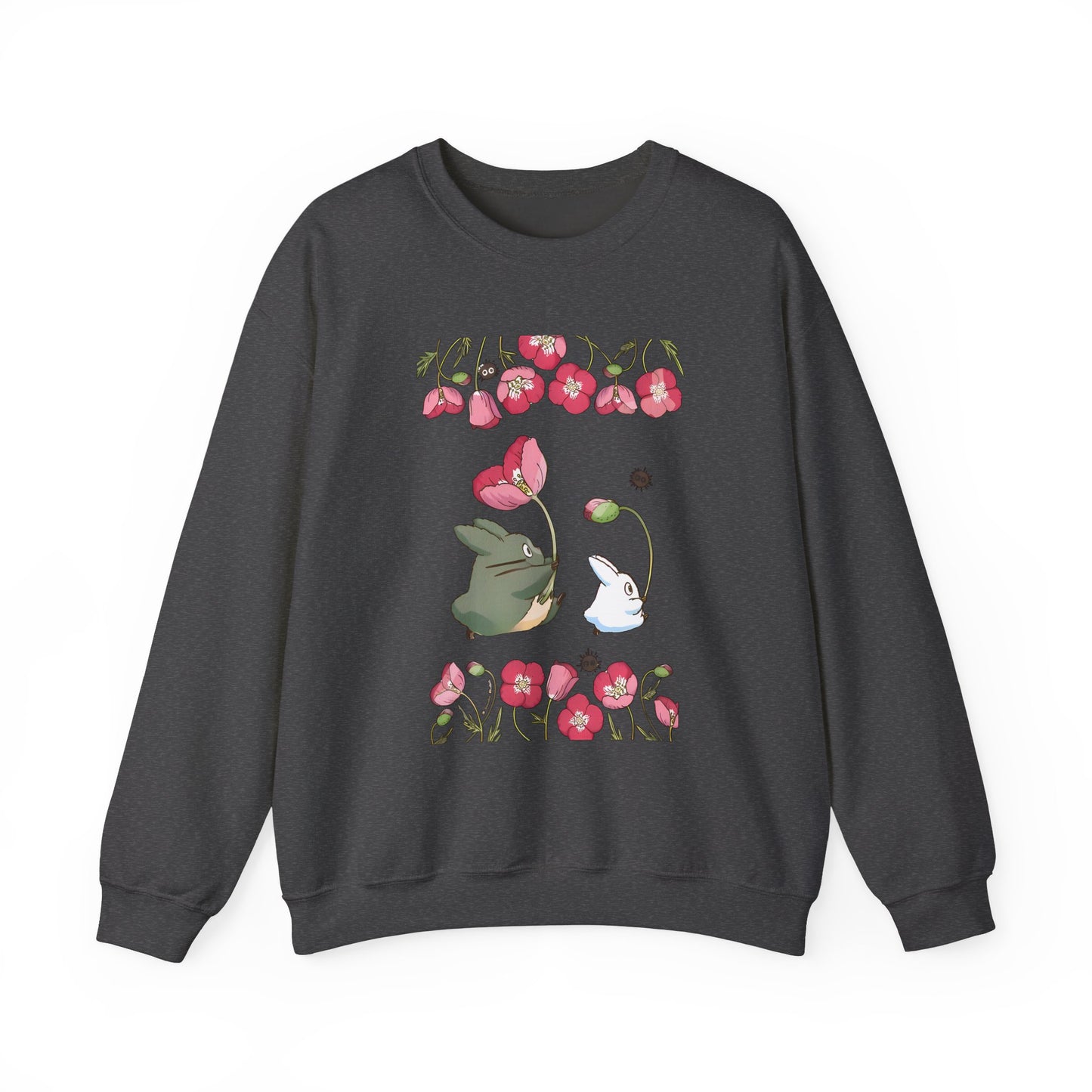 Totoro Cute Flowers Sweatshirt – 100% Cotton Studio Ghibli Cozy Anime Pullover
