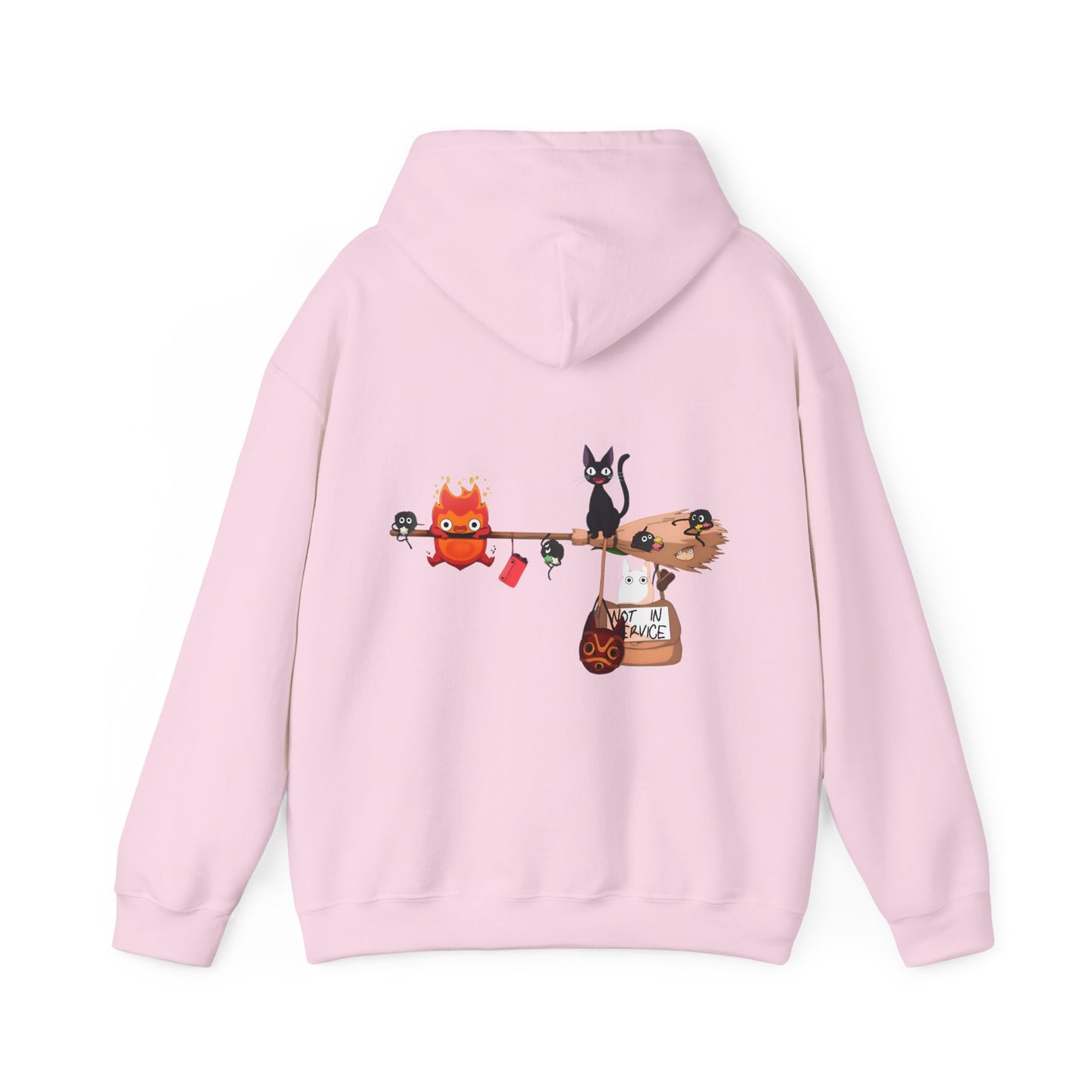 Calcifer Jiji Soot Sprites Back Print Hoodie – 100% Cotton Studio Ghibli Anime Hoodie