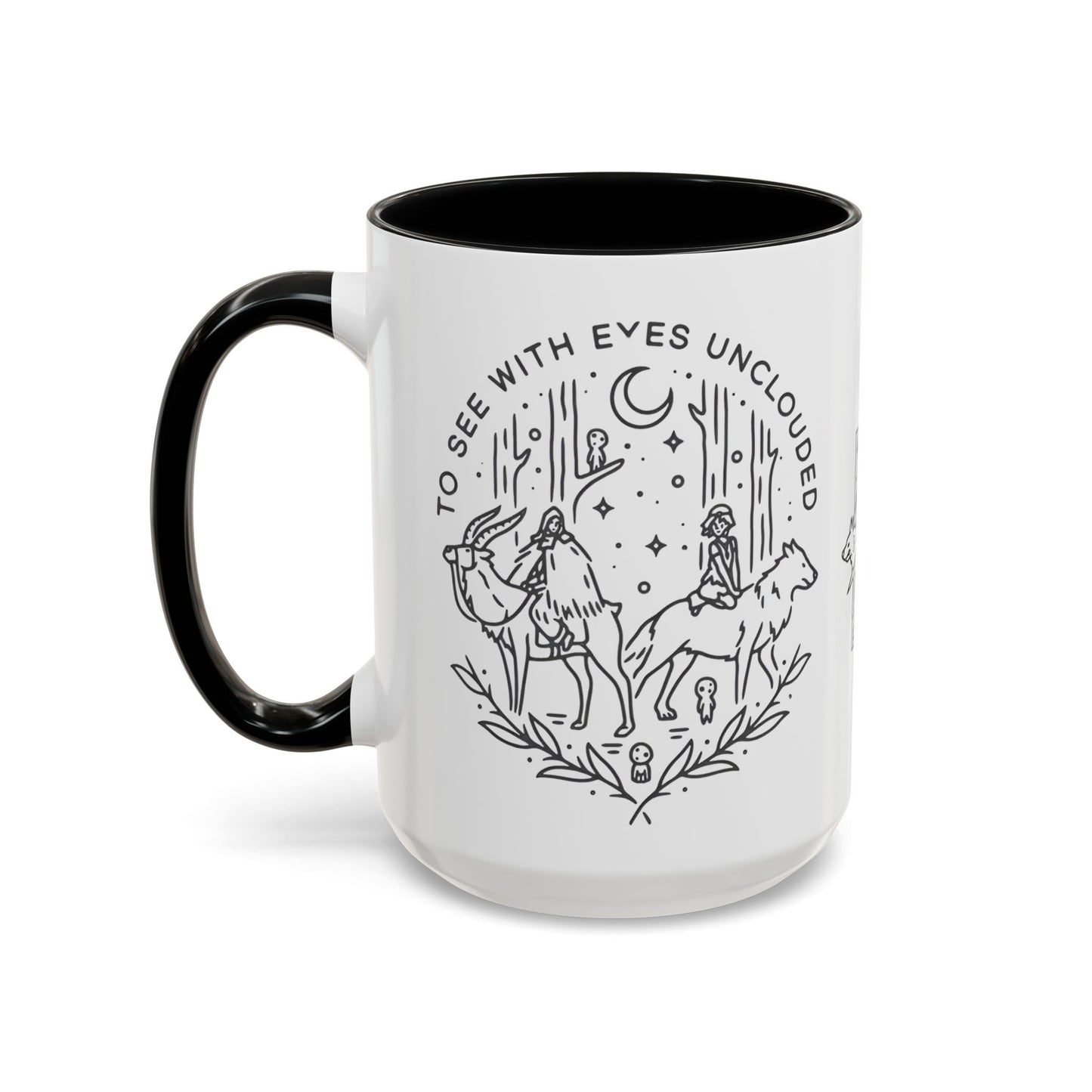 Princess Mononoke Art Accent Mug – Studio Ghibli Coffee Cup with Colored Handle – 11oz & 15oz Ceramic Anime Gift