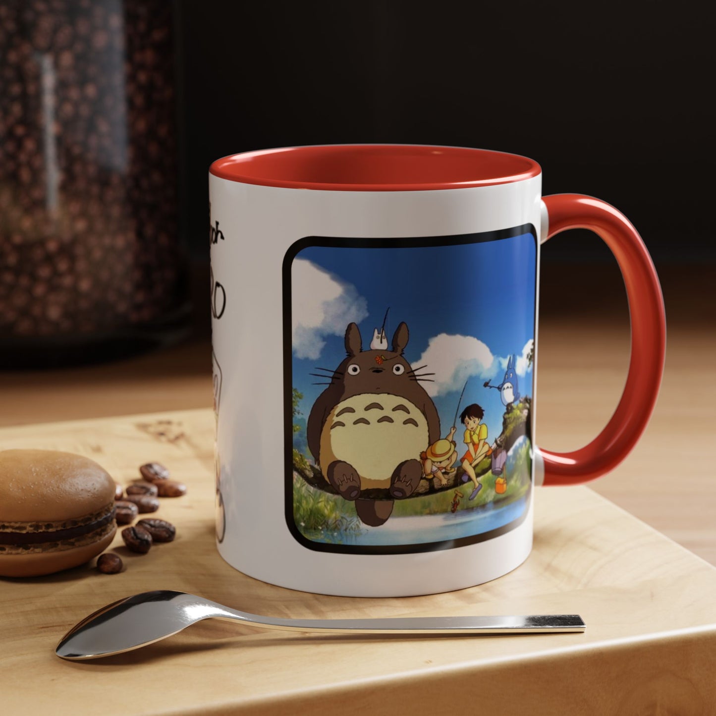 My Neighbor Totoro Accent Mug – Ghibli Collage Color Handle Cup 11oz & 15oz – Cute Anime Coffee Mug Gift