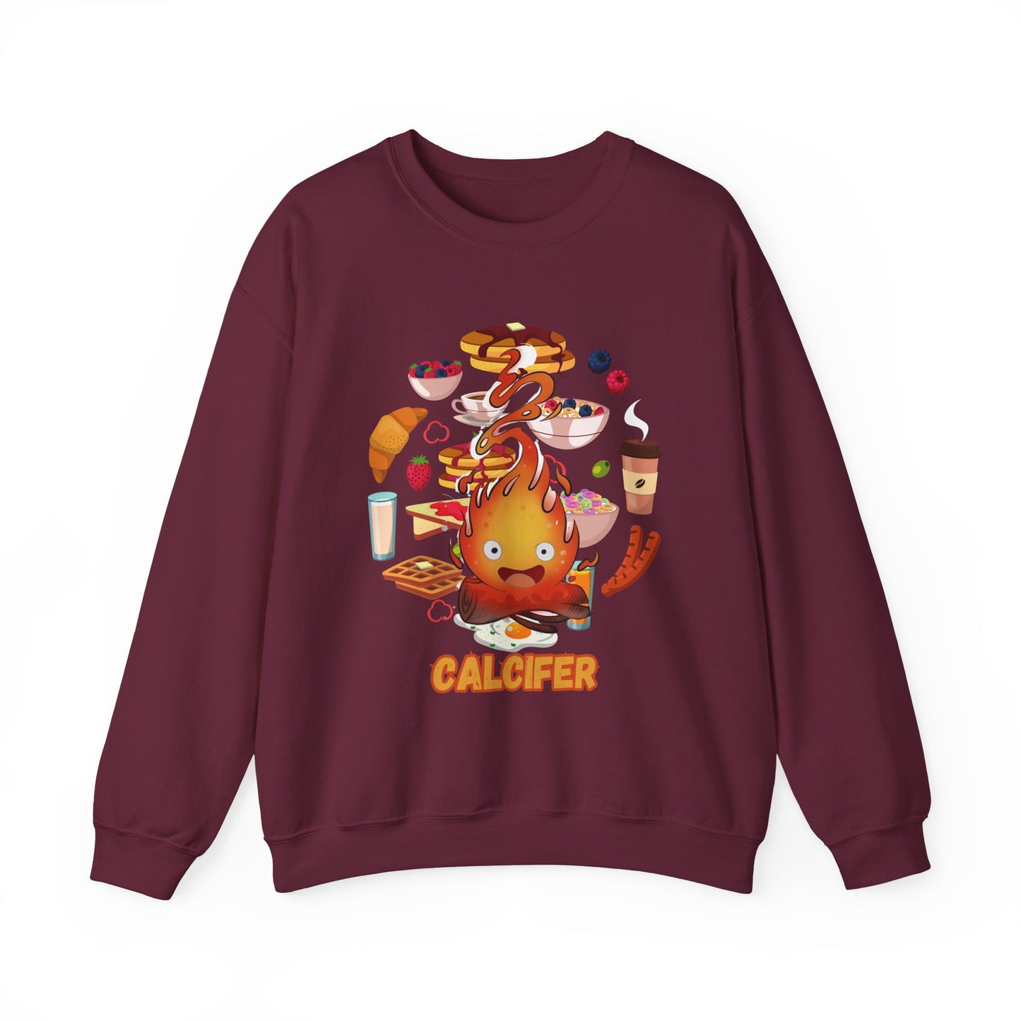 Calcifer Breakfast Demon Sweatshirt – 100% Cotton Cozy Anime Pullover for Ghibli Fans