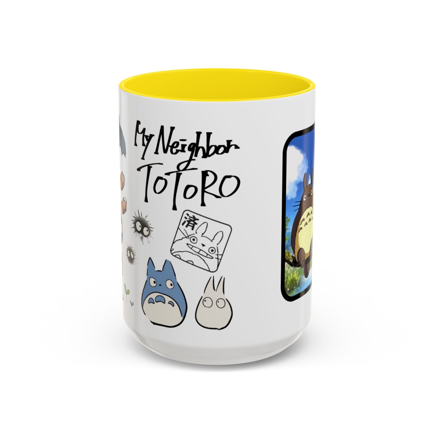 My Neighbor Totoro Accent Mug – Ghibli Collage Color Handle Cup 11oz & 15oz – Cute Anime Coffee Mug Gift
