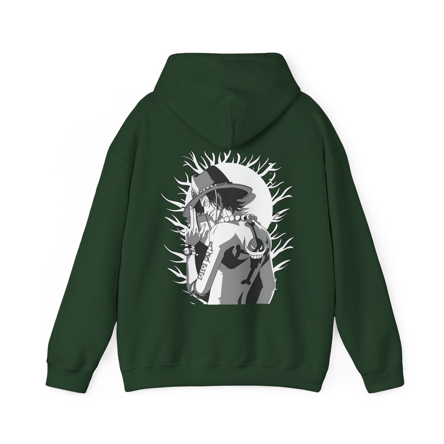 Portgas D. Ace One Piece Back Print Hoodie – 100% Cotton Anime Hoodie for Fire Fist Fans