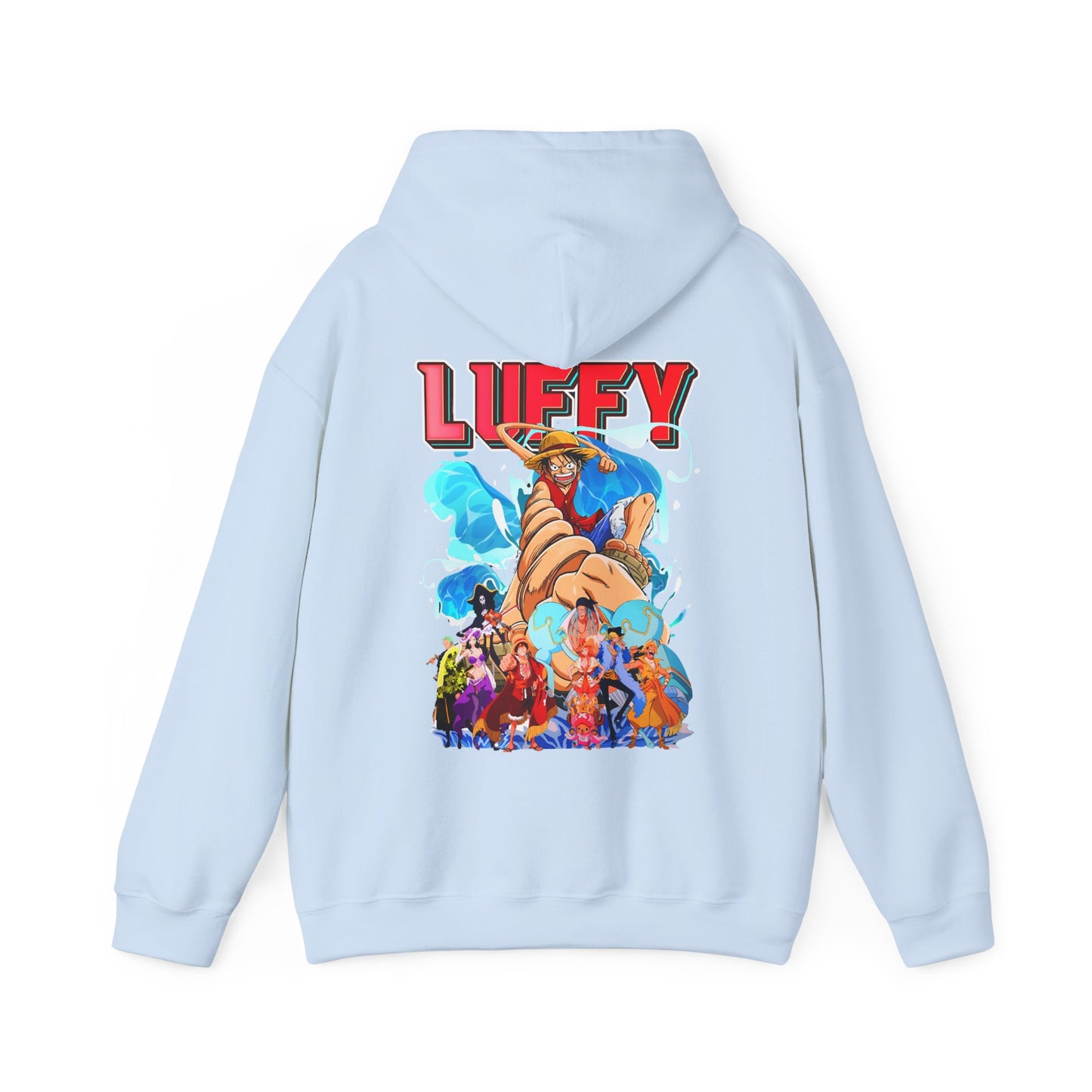 Luffy and Friends One Piece Back Print Hoodie – 100% Cotton Anime Pullover for Fans