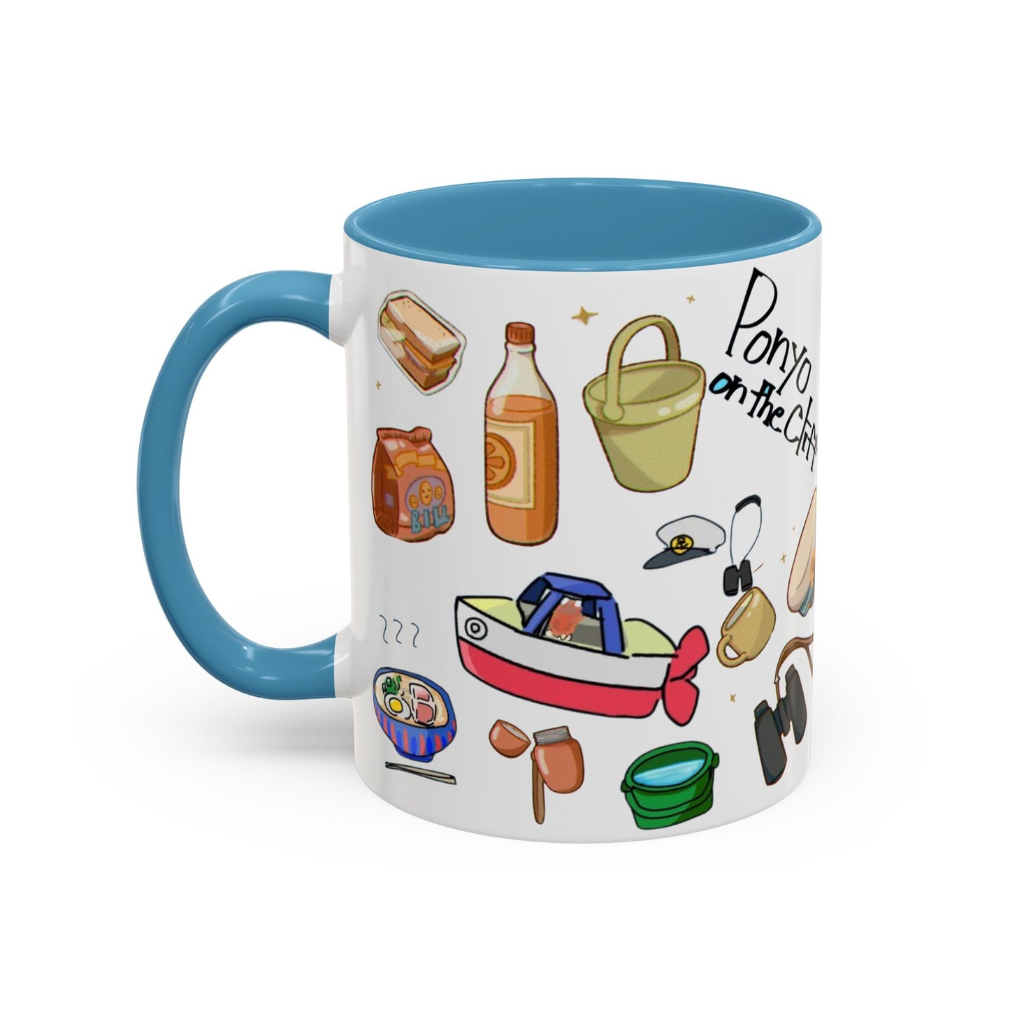Ponyo Accent Mug – Studio Ghibli Collage Color Handle Cup 11oz & 15oz – Cute Anime Ocean Gift for Fans