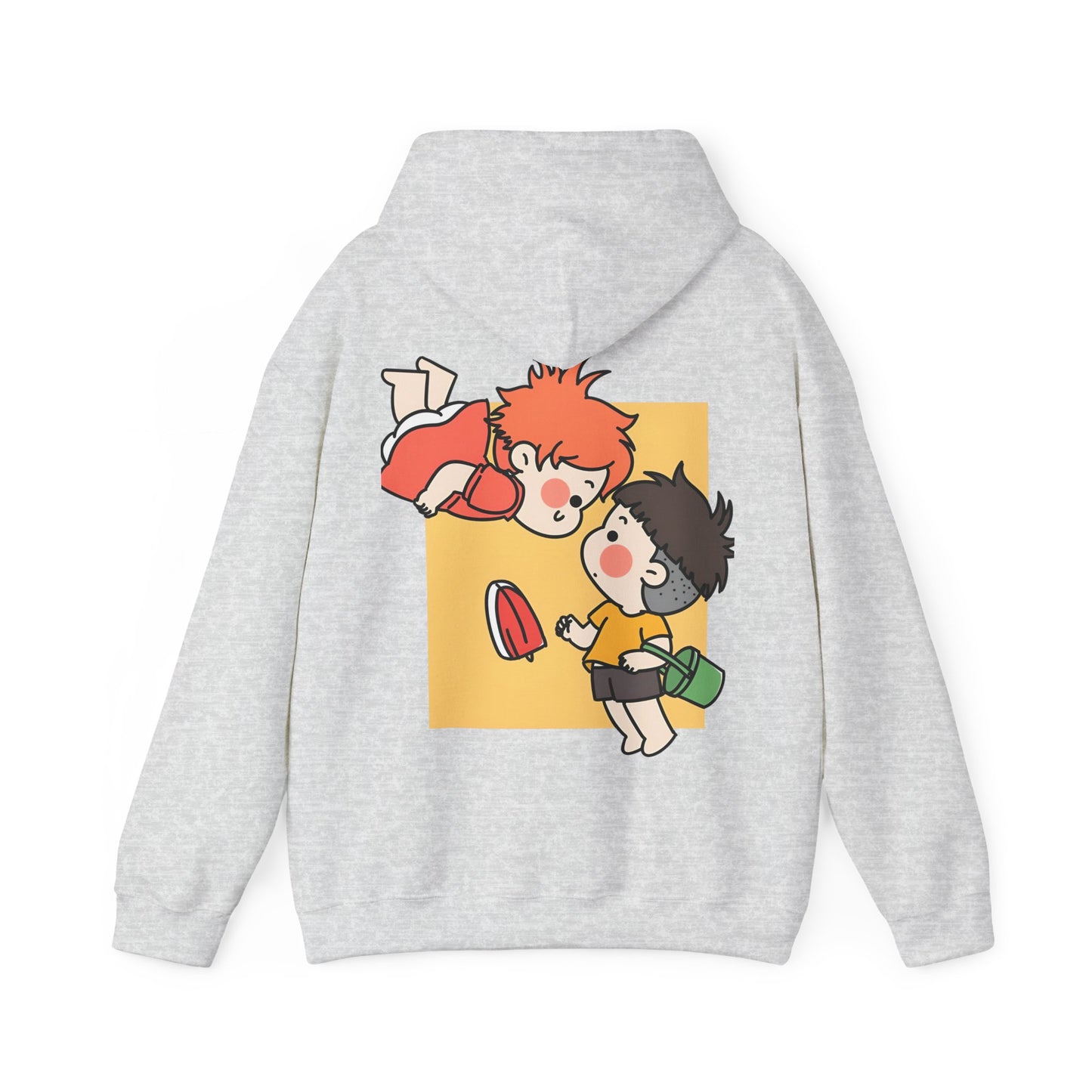 Ponyo & Sosuke Back Print Hoodie – 100% Cotton Gildan 18500 | Studio Ghibli Anime