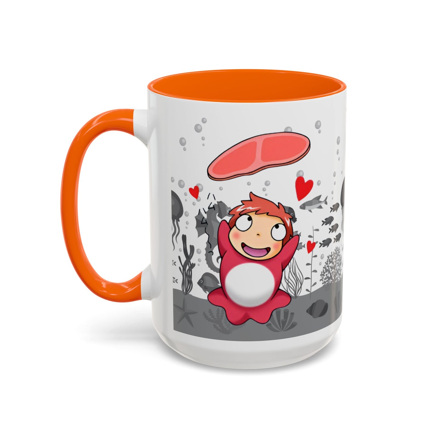 Ponyo Ham Accent Handle Mug – Studio Ghibli Coffee Cup – 11oz & 15oz Anime Gift for Fans