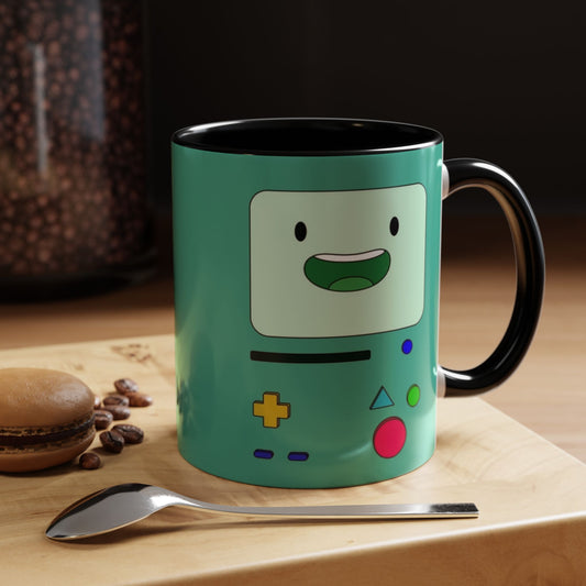 BMO Adventure Time Accent Handle Mug – Colorful Beemo Cup – 11oz & 15oz Ceramic Gift for Cartoon Fans