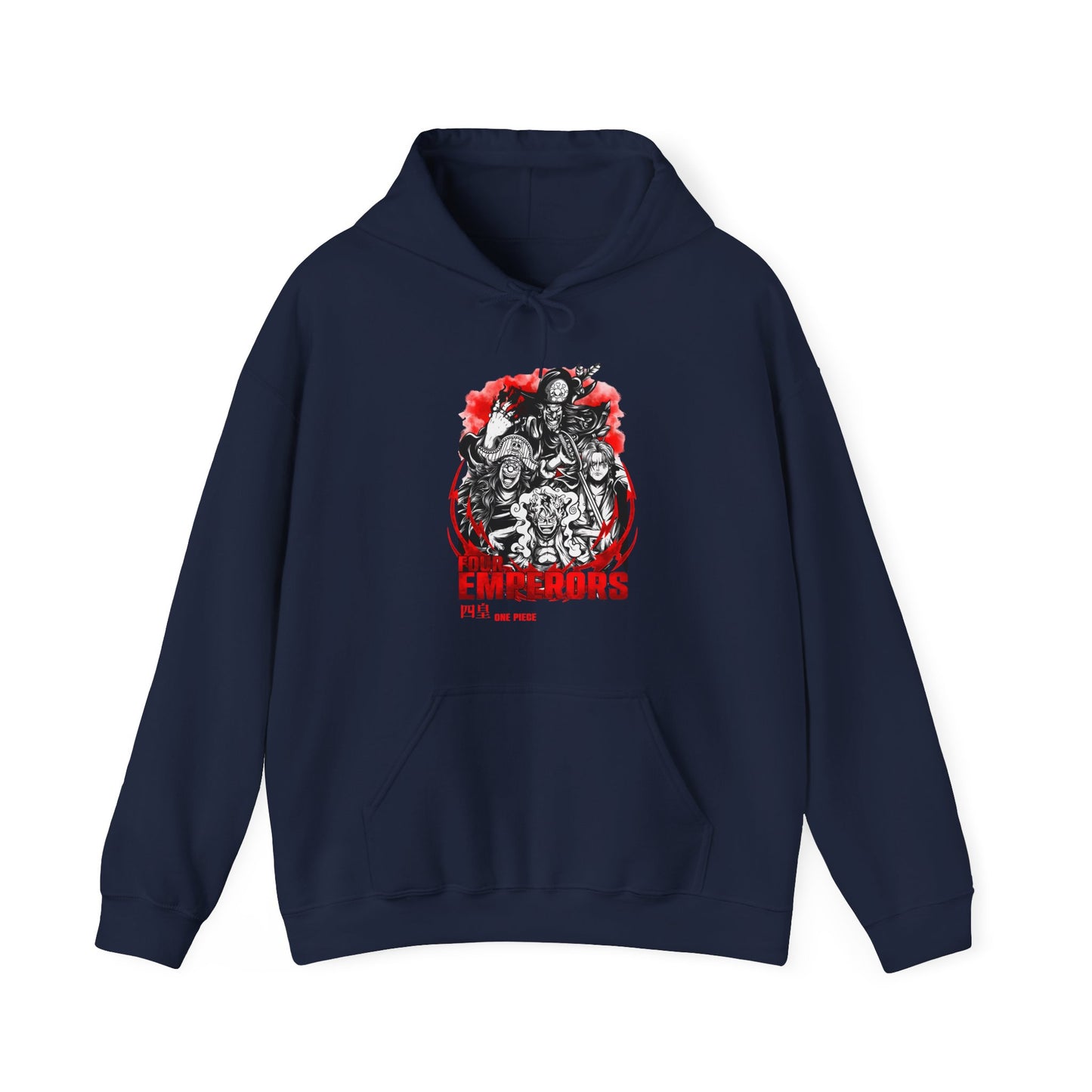 Four Emperors One Piece Hoodie – 100% Cotton Pullover Featuring Yonko Legends