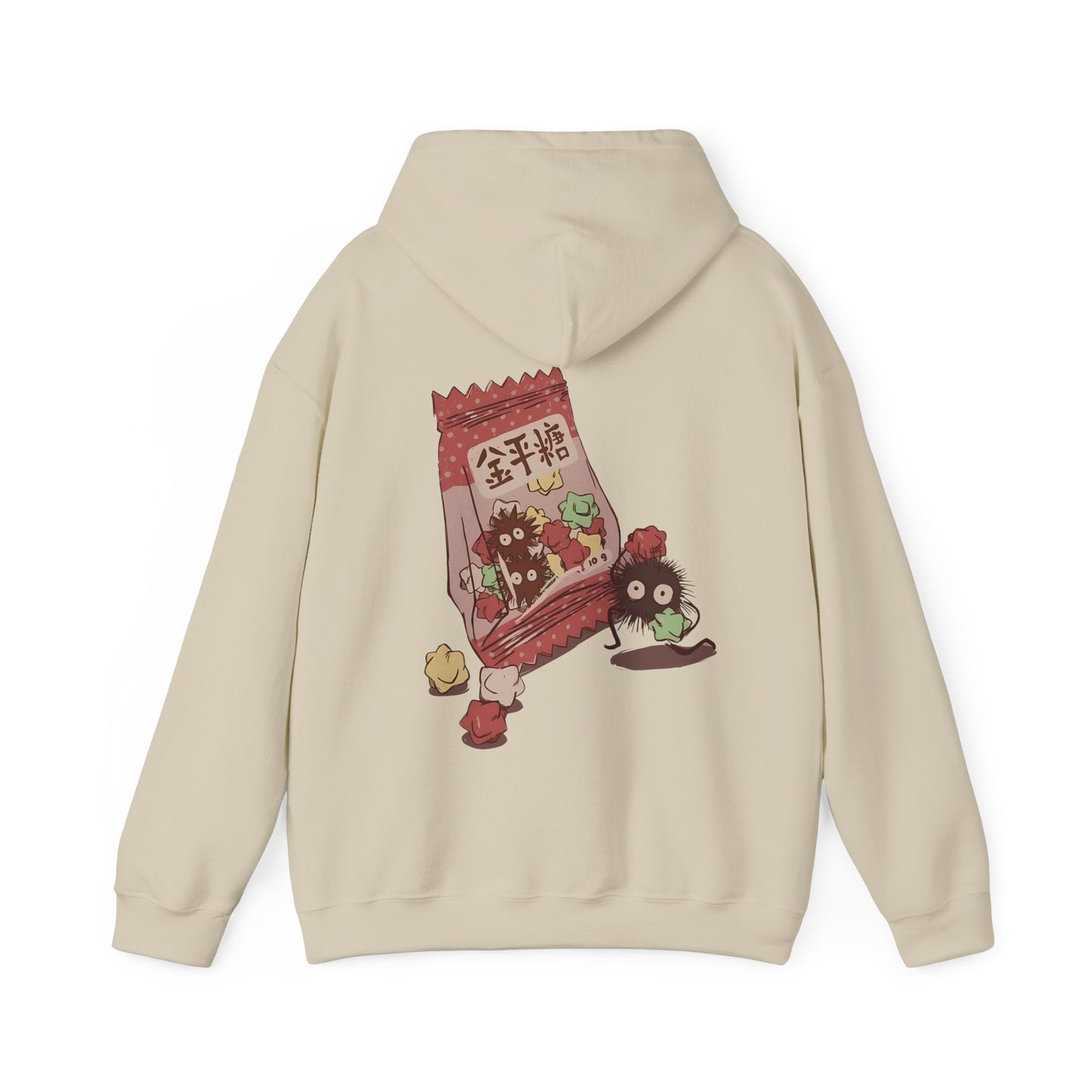 Soot Sprites Candy Back Print Hoodie – 100% Cotton Studio Ghibli Inspired Anime Hoodie