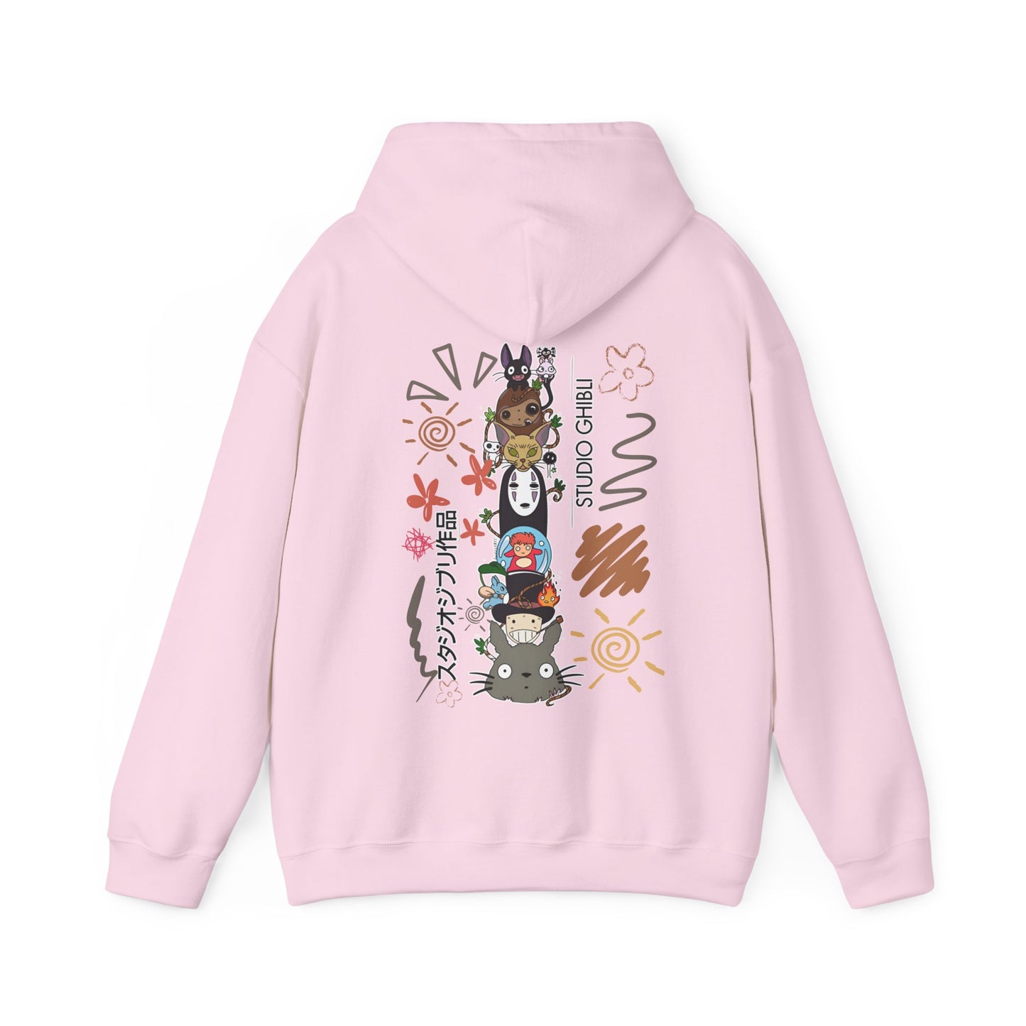 Studio Ghibli Back Print Hoodie – 100% Cotton Sketch Design Featuring Iconic Anime Characters