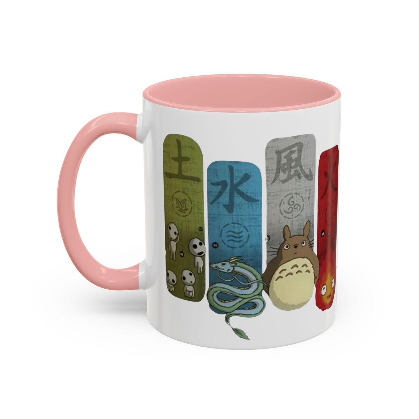 Studio Ghibli Figures Accent Mug – 11oz & 15oz Color Handle Anime Cup – Ghibli Character Coffee Mug for Fans