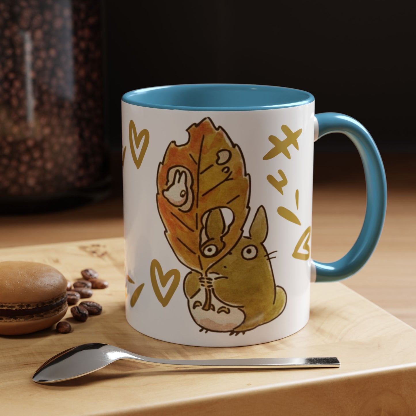 Cute Totoro Accent Mug – Studio Ghibli Color Handle Cup 11oz & 15oz – Kawaii Anime Coffee Mug Gift