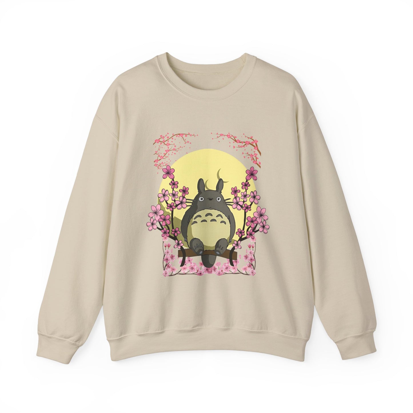Totoro Sakura Moon Sweatshirt – Cozy 100% Cotton Studio Ghibli Cherry Blossom Pullover