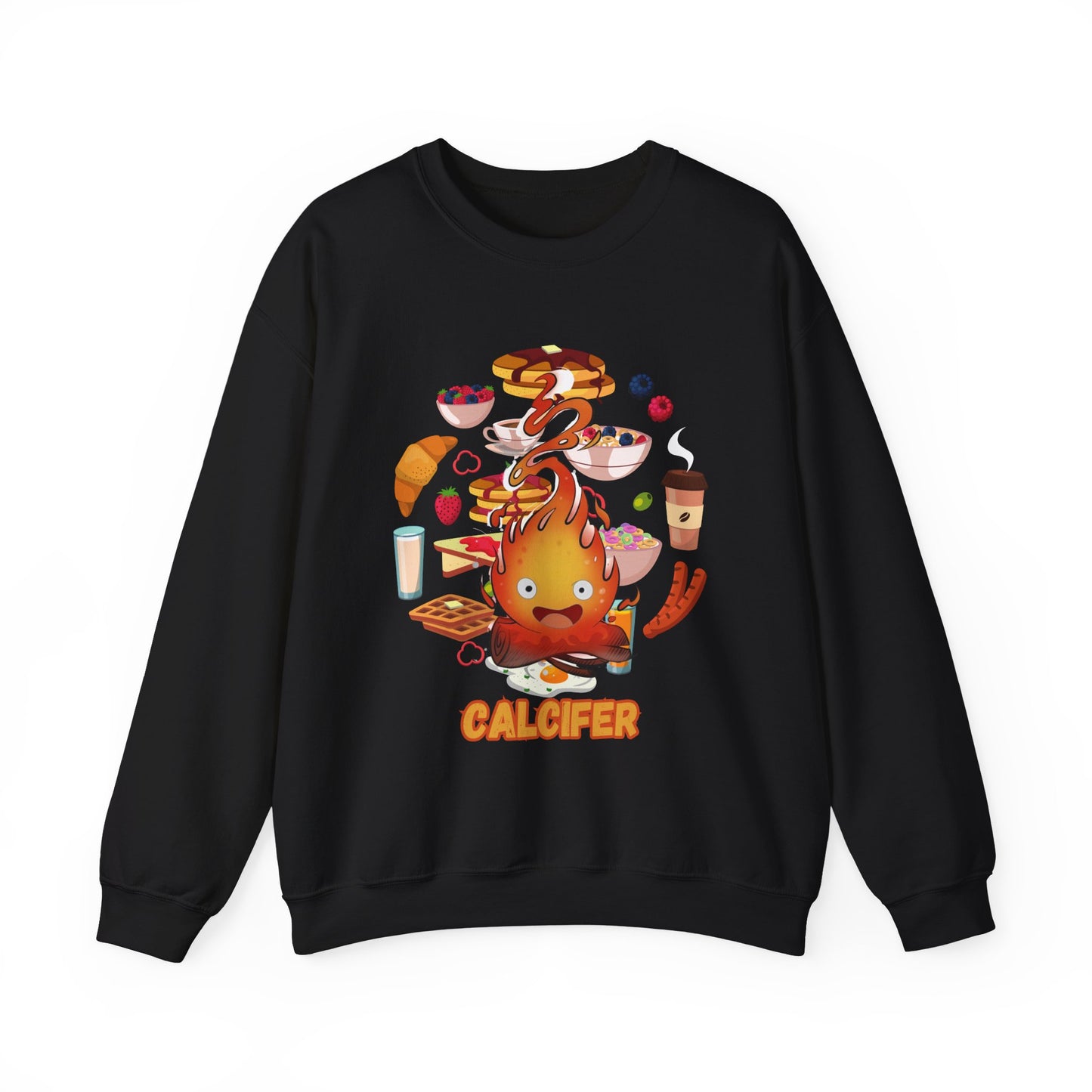 Calcifer Breakfast Demon Sweatshirt – 100% Cotton Cozy Anime Pullover for Ghibli Fans