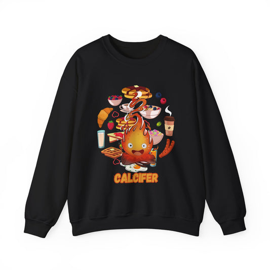 Calcifer Breakfast Demon Sweatshirt – 100% Cotton Cozy Anime Pullover for Ghibli Fans