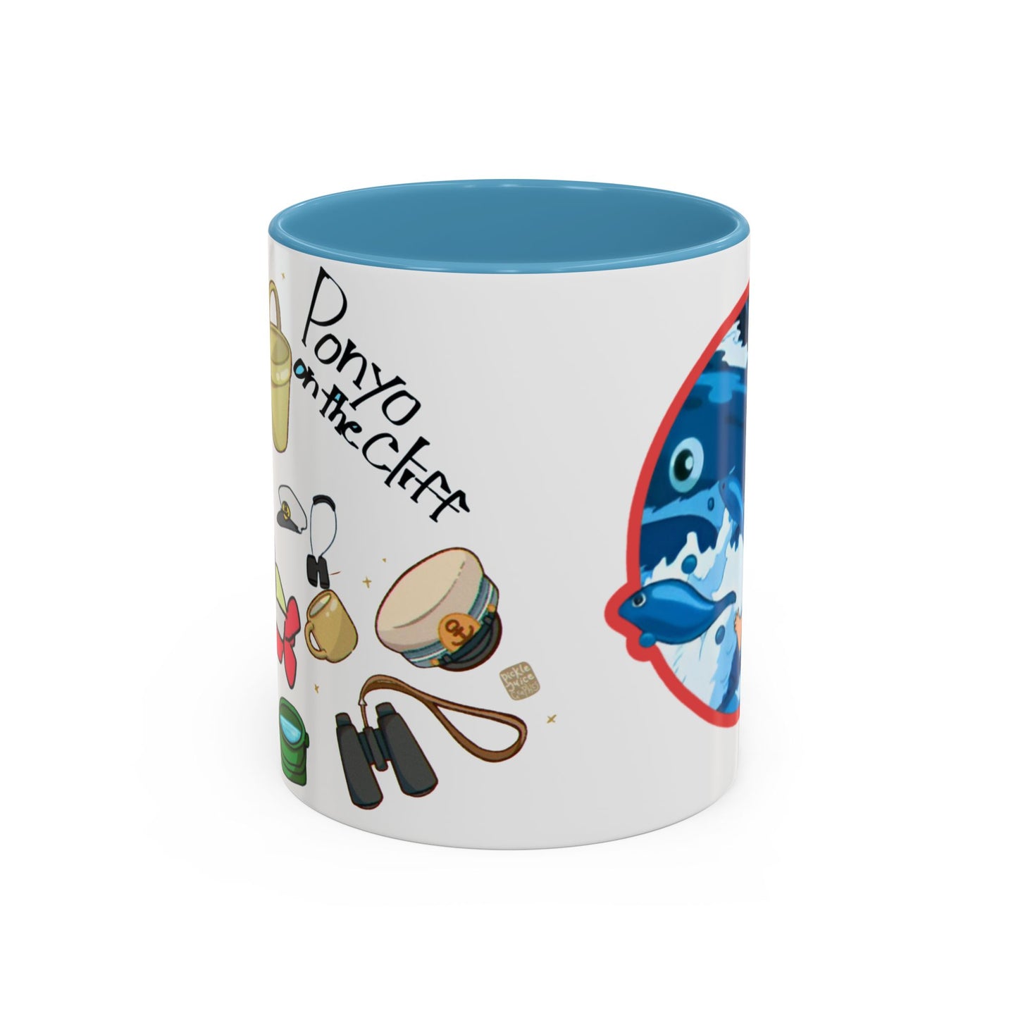 Ponyo Accent Mug – Studio Ghibli Collage Color Handle Cup 11oz & 15oz – Cute Anime Ocean Gift for Fans