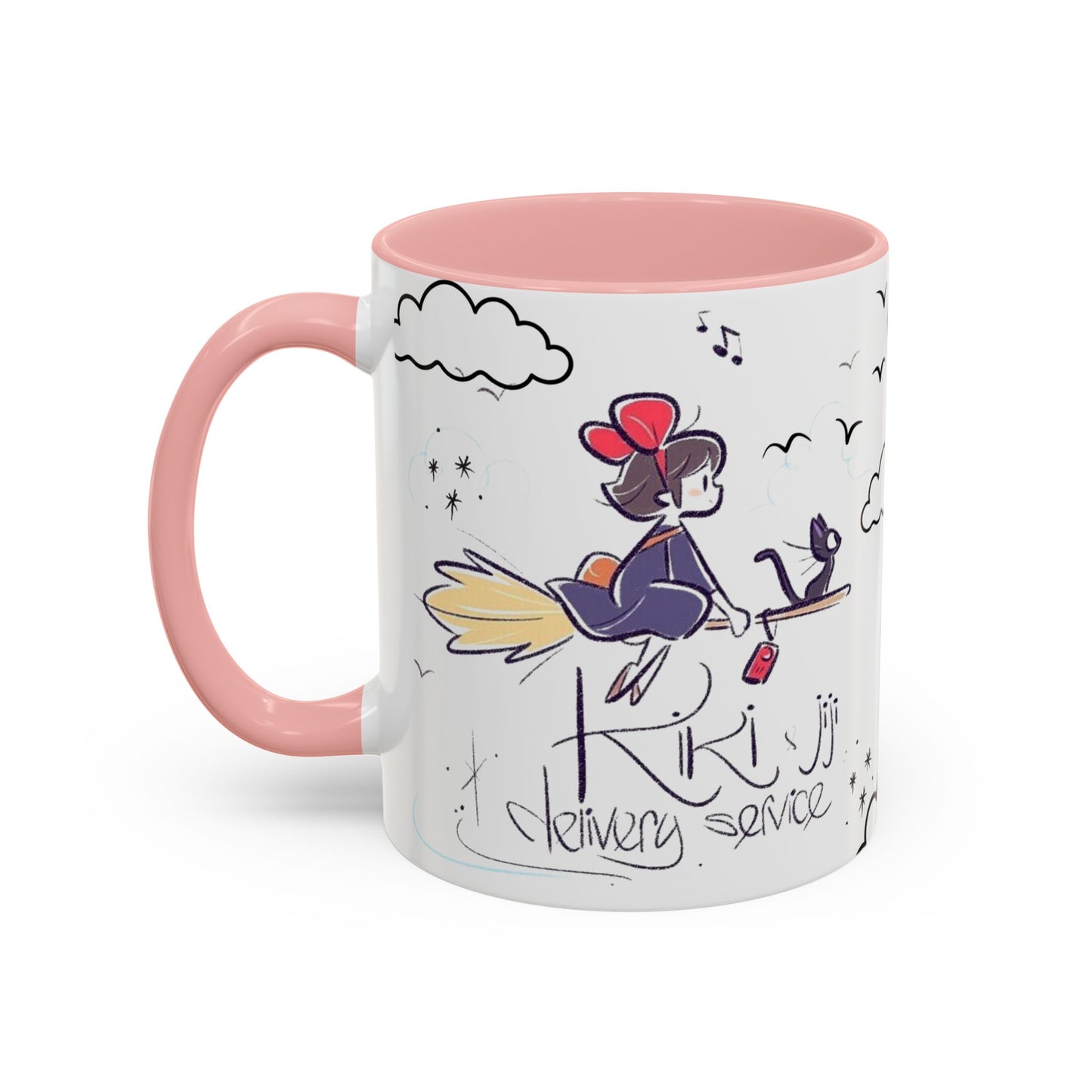 Kiki's Delivery Service Sketch Accent Mug – Studio Ghibli Ceramic Cup – 11oz & 15oz Anime Gift