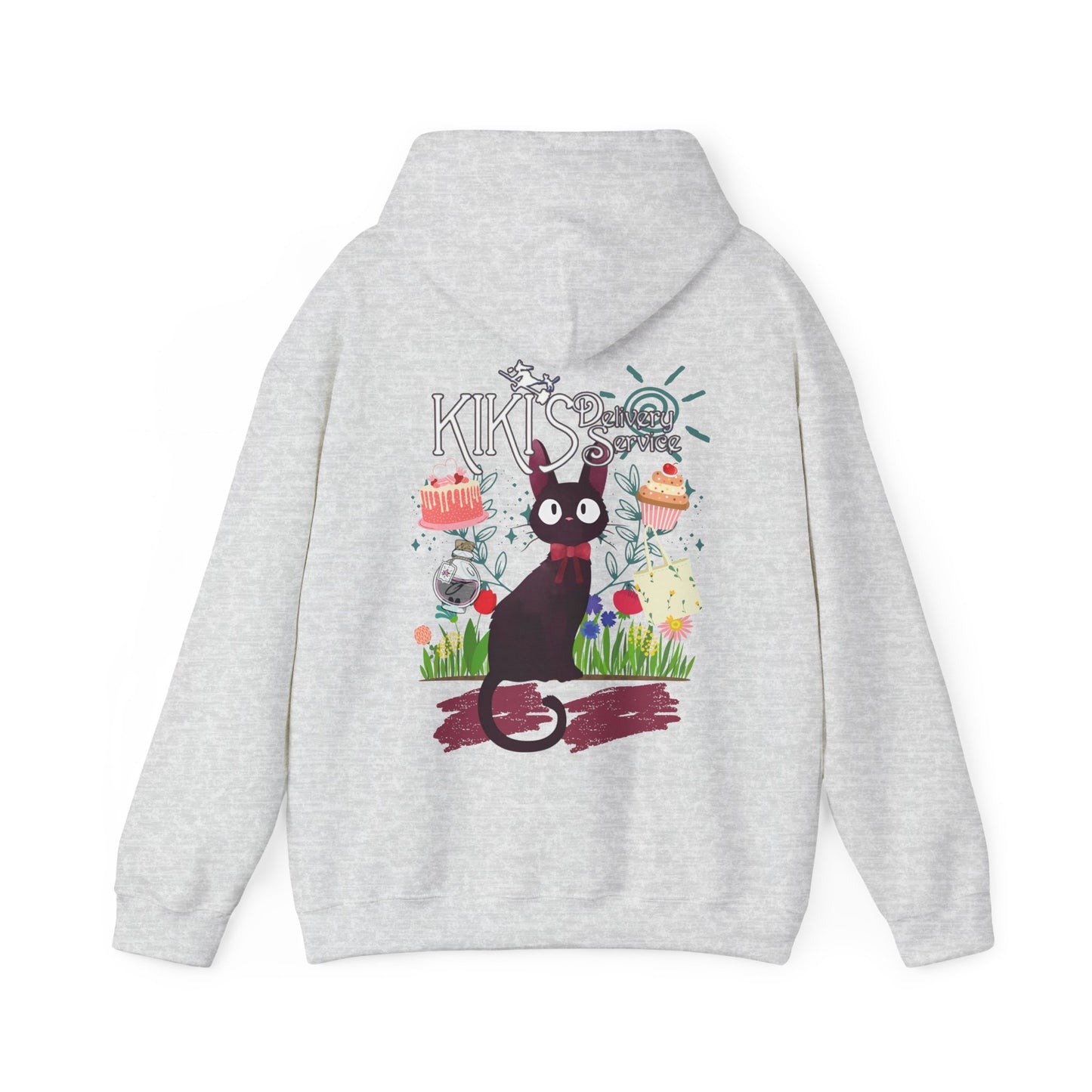 Jiji Collage Back Print Hoodie – 100% Cotton Studio Ghibli Kiki’s Delivery Service Cat Hoodie