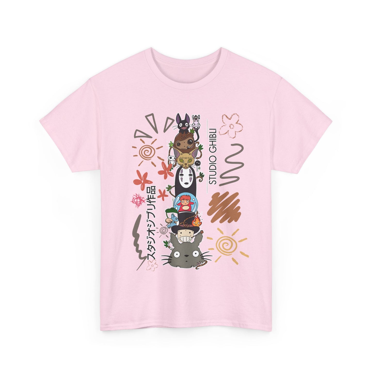 Studio Ghibli Characters Sketch T-Shirt – 100% Cotton Anime Tee Featuring Ghibli Icons