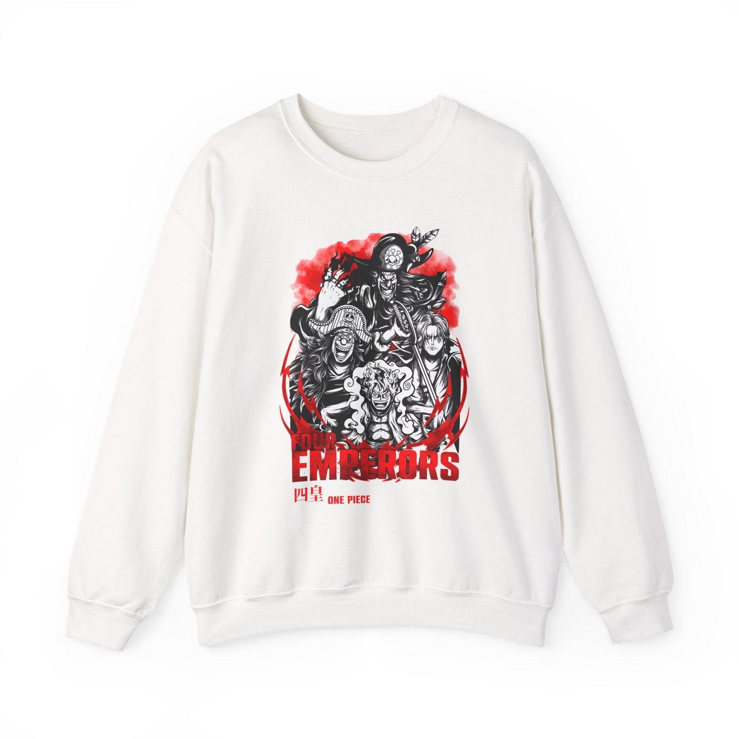 Four Emperors One Piece Sweatshirt – 100% Cotton Anime Crewneck Featuring Yonko Pirates