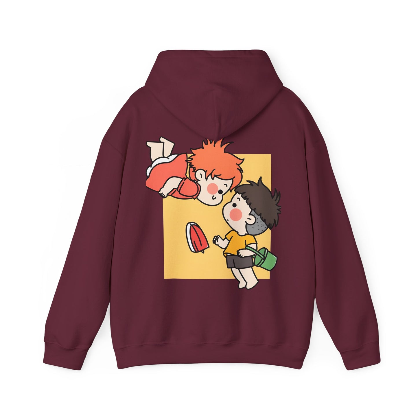 Ponyo & Sosuke Back Print Hoodie – 100% Cotton Gildan 18500 | Studio Ghibli Anime