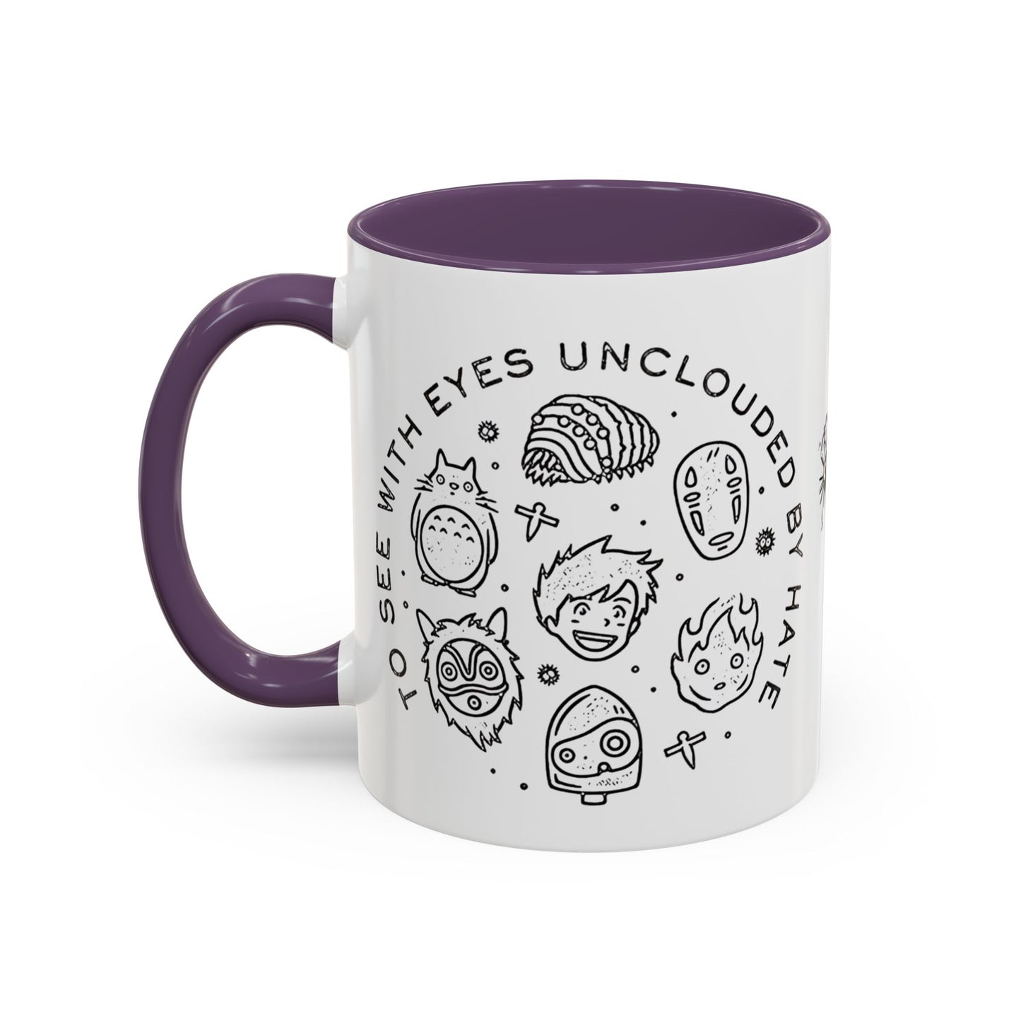 Universe Ghibli Accent Mug – Color Handle Anime Coffee Cup – 11oz & 15oz Studio Ghibli Ceramic Mug Gift