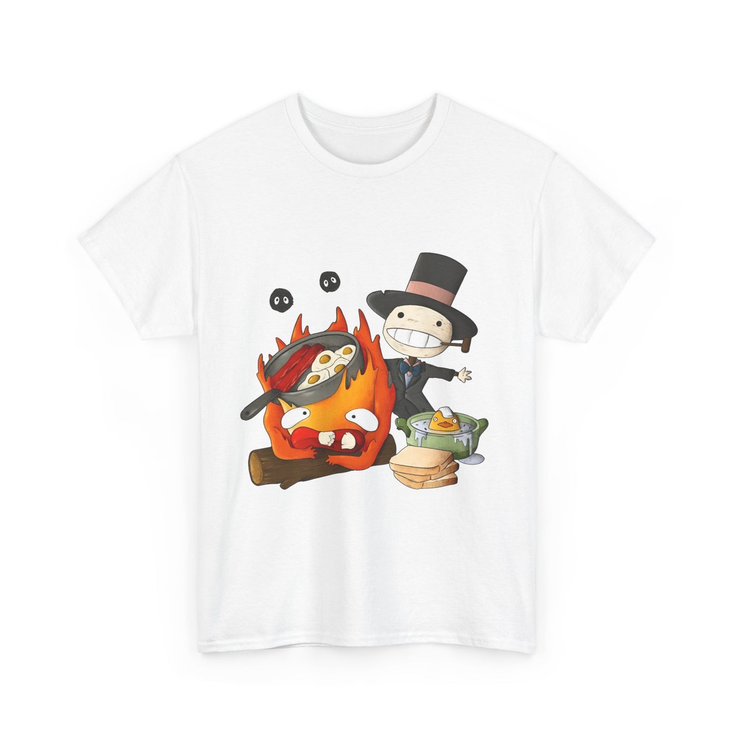 Calcifer Breakfast Shirt – Ghibli Cotton Tee for Anime Fans