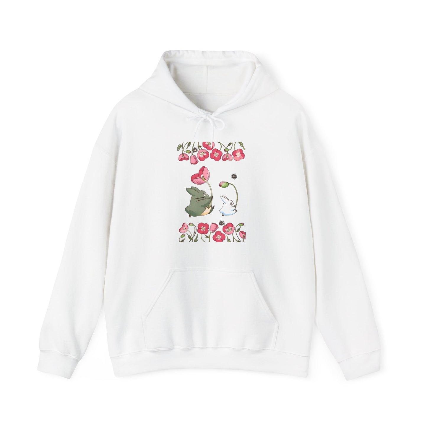 Totoro Cute Flowers Hoodie – 100% Cotton Studio Ghibli Inspired Sweatshirt for Anime Lovers