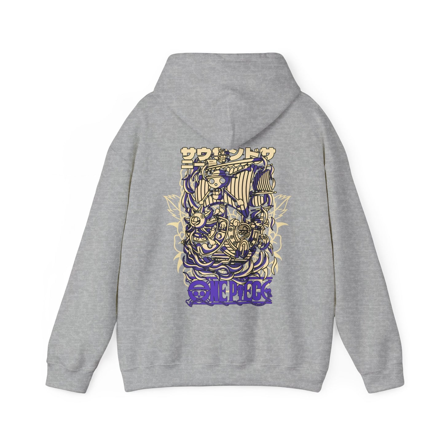 One Piece Ship Back Print Hoodie – 100% Cotton Anime Hoodie Featuring Going Merry & Thousand Sunny