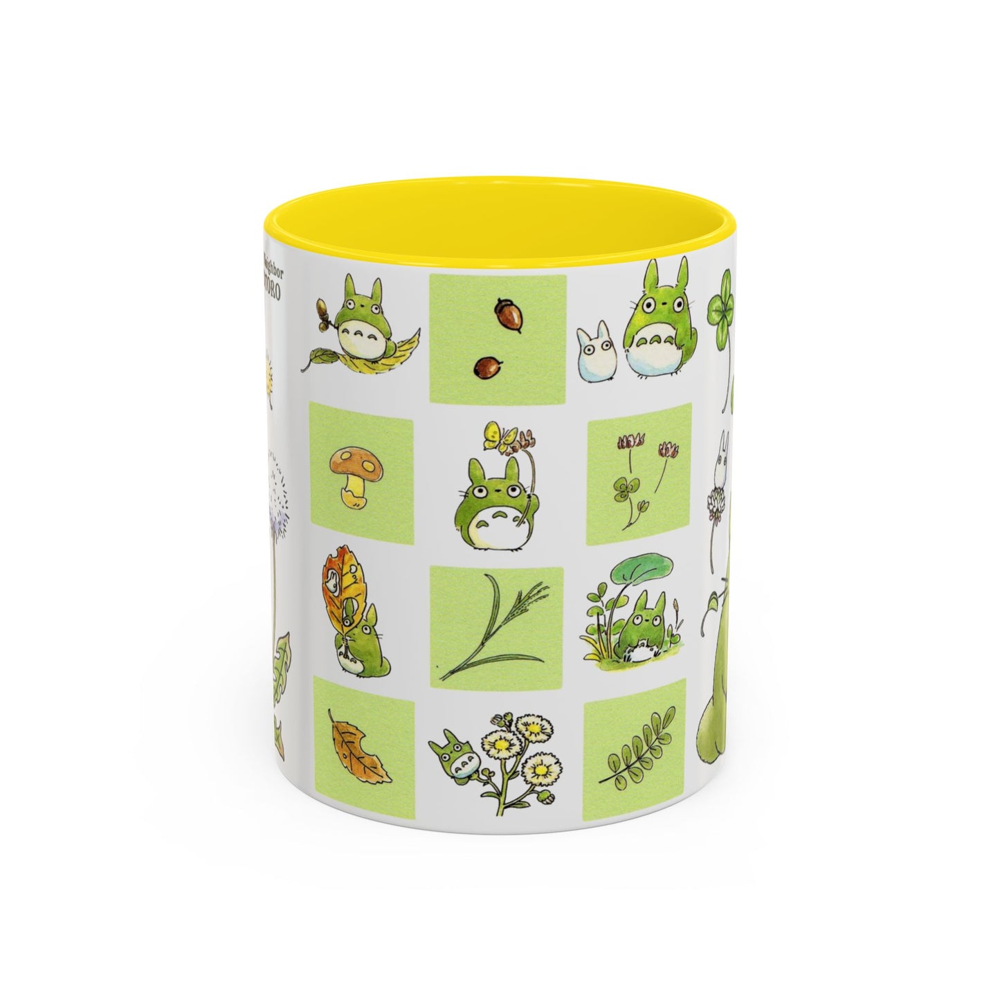 Totoro Green Accent Mug – Studio Ghibli Color Handle Coffee Cup – 11oz & 15oz Ceramic Gift for Anime Fans