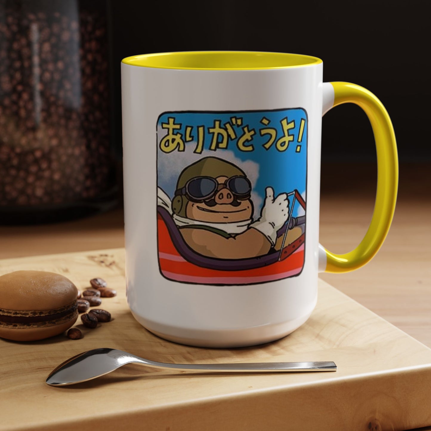 Porco Rosso Tribute Accent Mug – Studio Ghibli Anime Coffee Cup – 11oz & 15oz Ceramic Gift