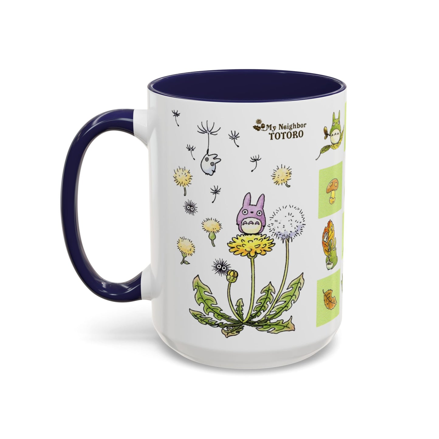 Totoro Green Accent Mug – Studio Ghibli Color Handle Coffee Cup – 11oz & 15oz Ceramic Gift for Anime Fans