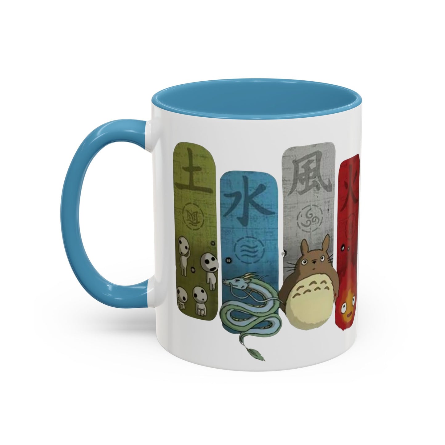Studio Ghibli Figures Accent Mug – 11oz & 15oz Color Handle Anime Cup – Ghibli Character Coffee Mug for Fans