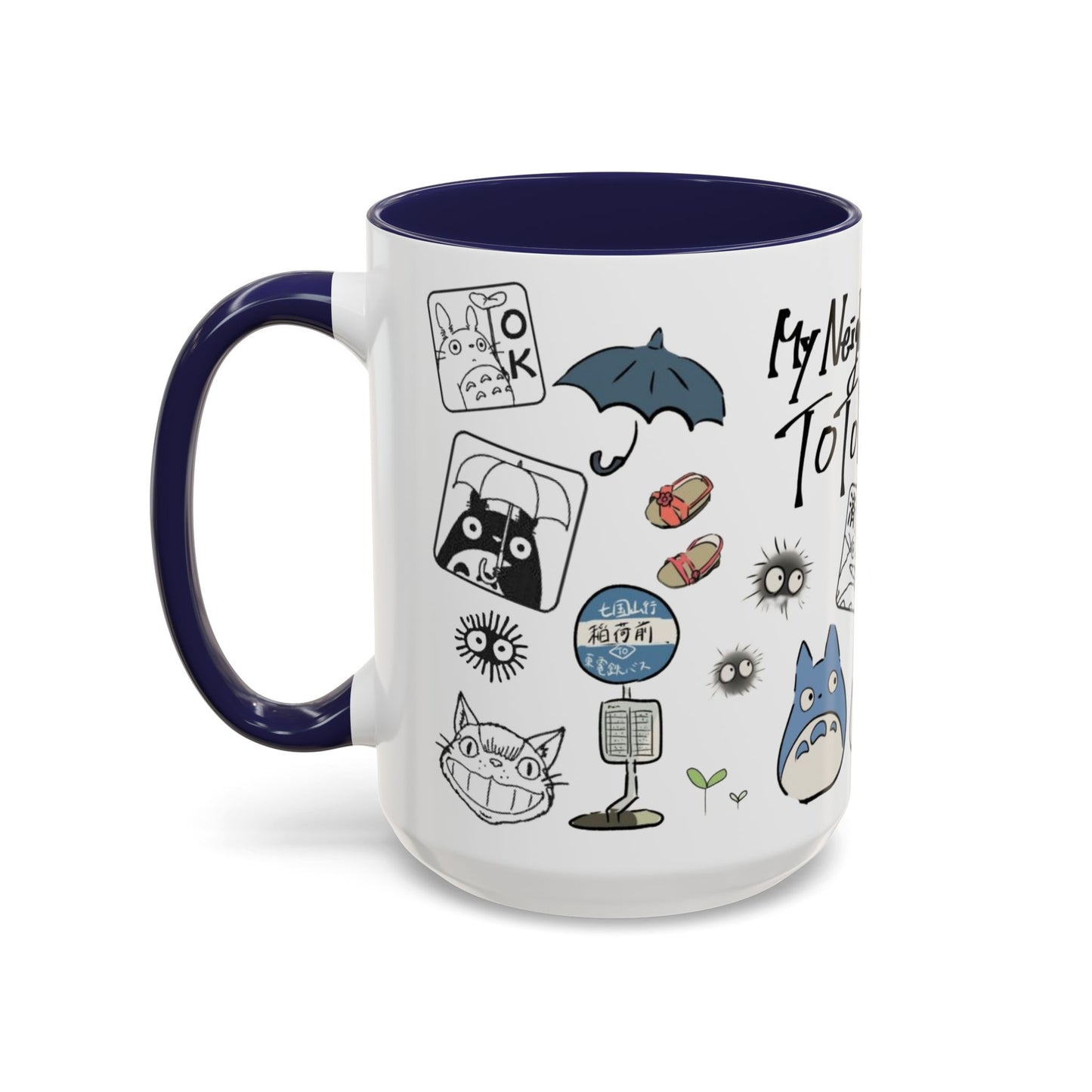 My Neighbor Totoro Accent Mug – Ghibli Collage Color Handle Cup 11oz & 15oz – Cute Anime Coffee Mug Gift