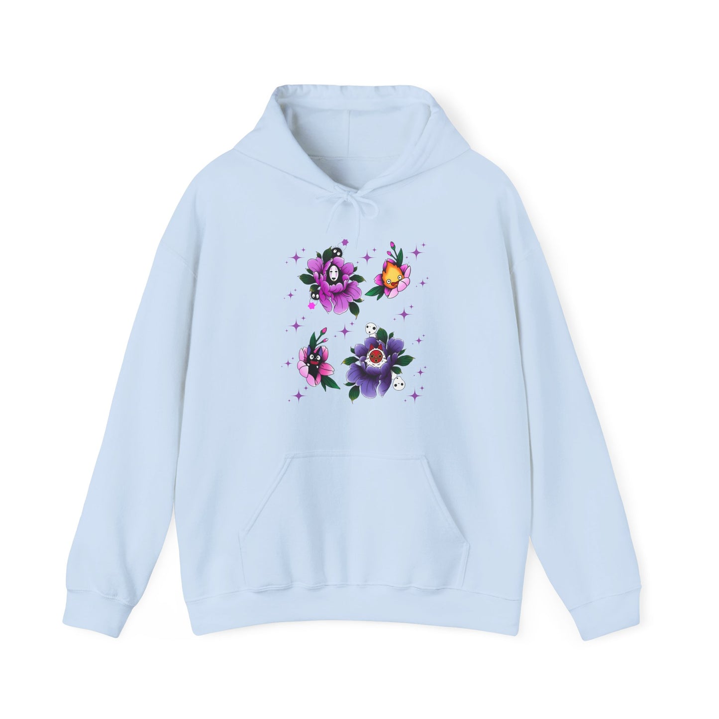 Studio Ghibli Flowers Hoodie – 100% Cotton Anime Floral Sweatshirt for Ghibli Fans