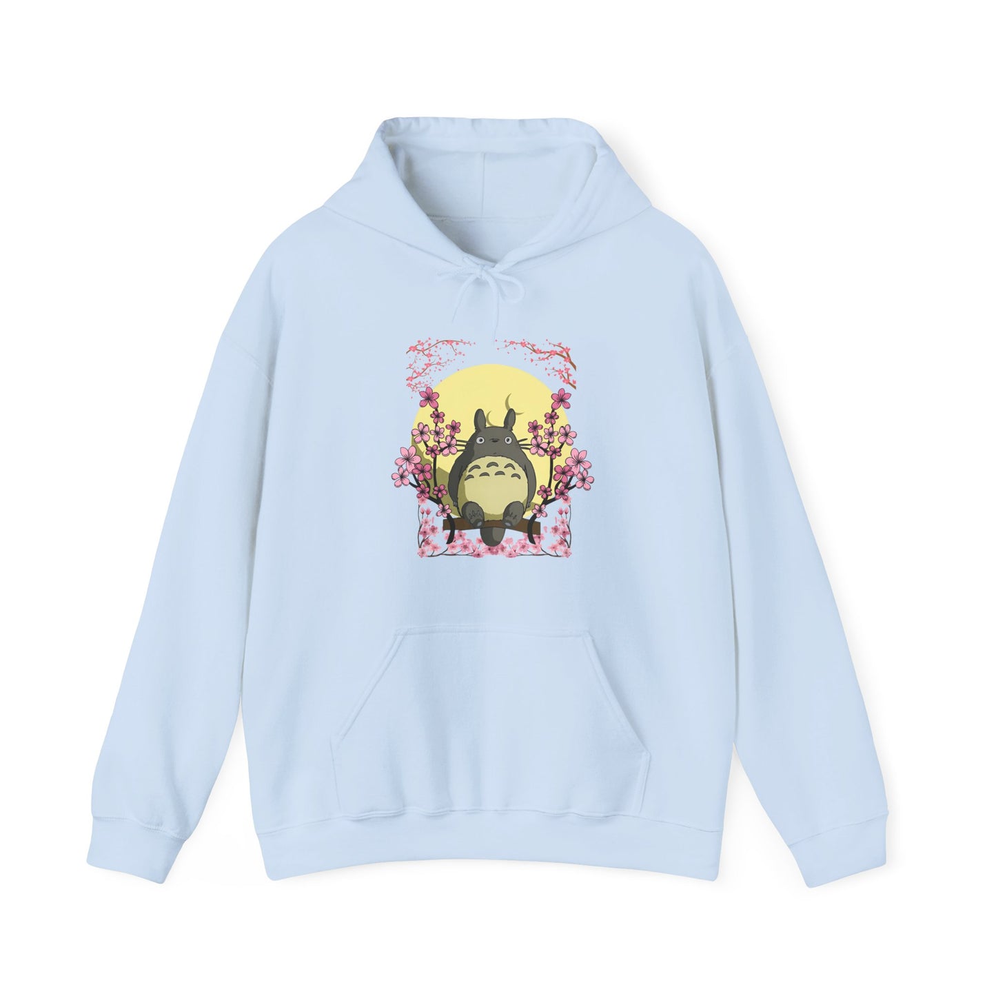 Totoro Sakura Moon Hoodie – 100% Cotton Studio Ghibli-Inspired Cherry Blossom Anime Sweatshirt