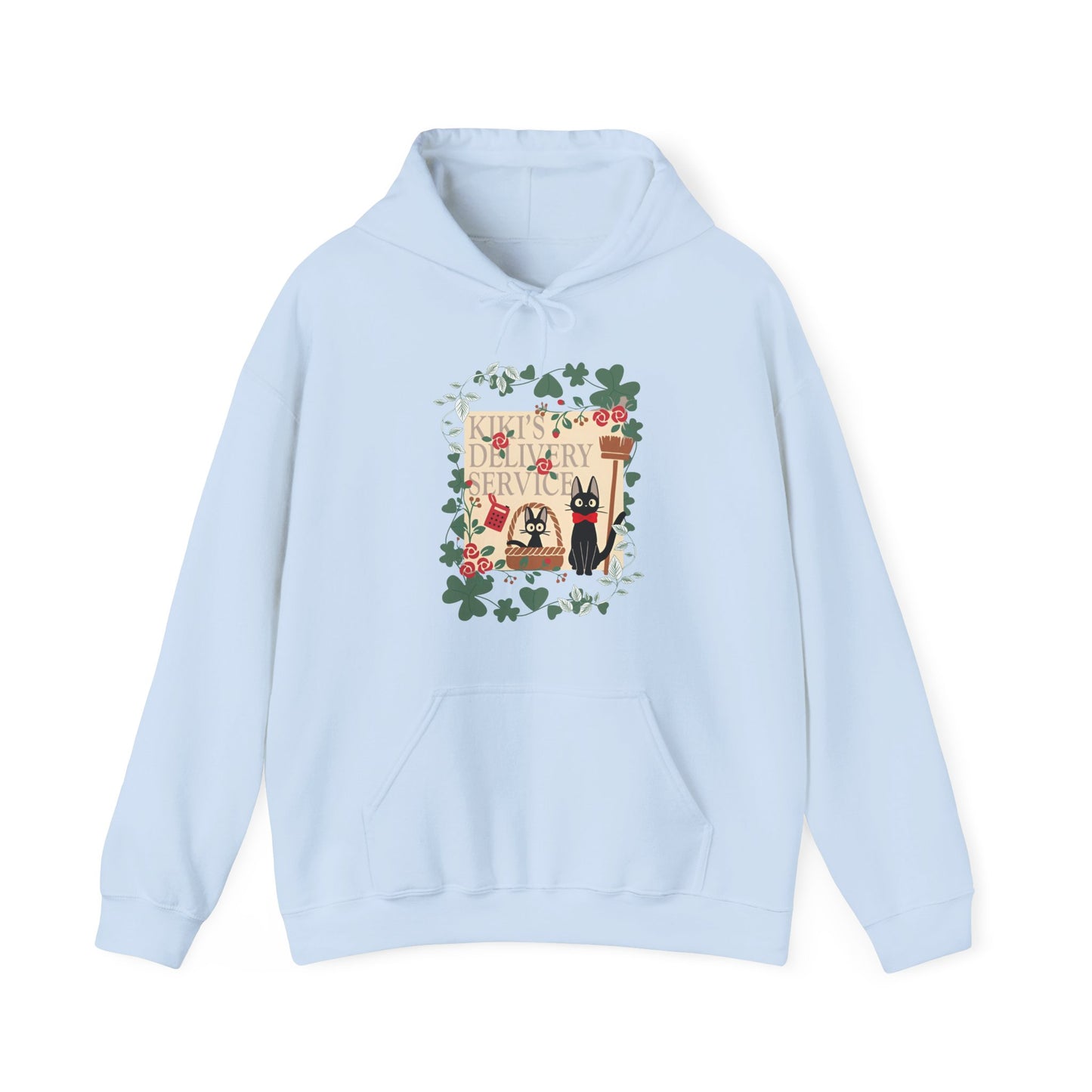Kiki’s Delivery Service Hoodie – 100% Cotton Studio Ghibli Hoodie with Kiki and Jiji Design