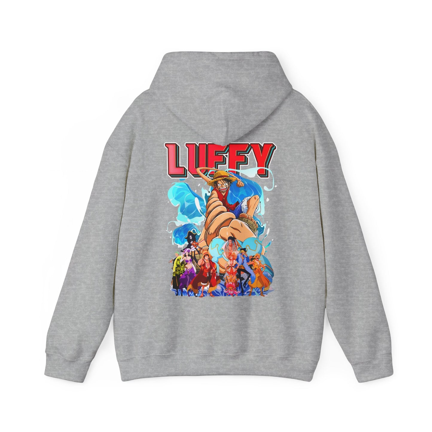 Luffy and Friends One Piece Back Print Hoodie – 100% Cotton Anime Pullover for Fans