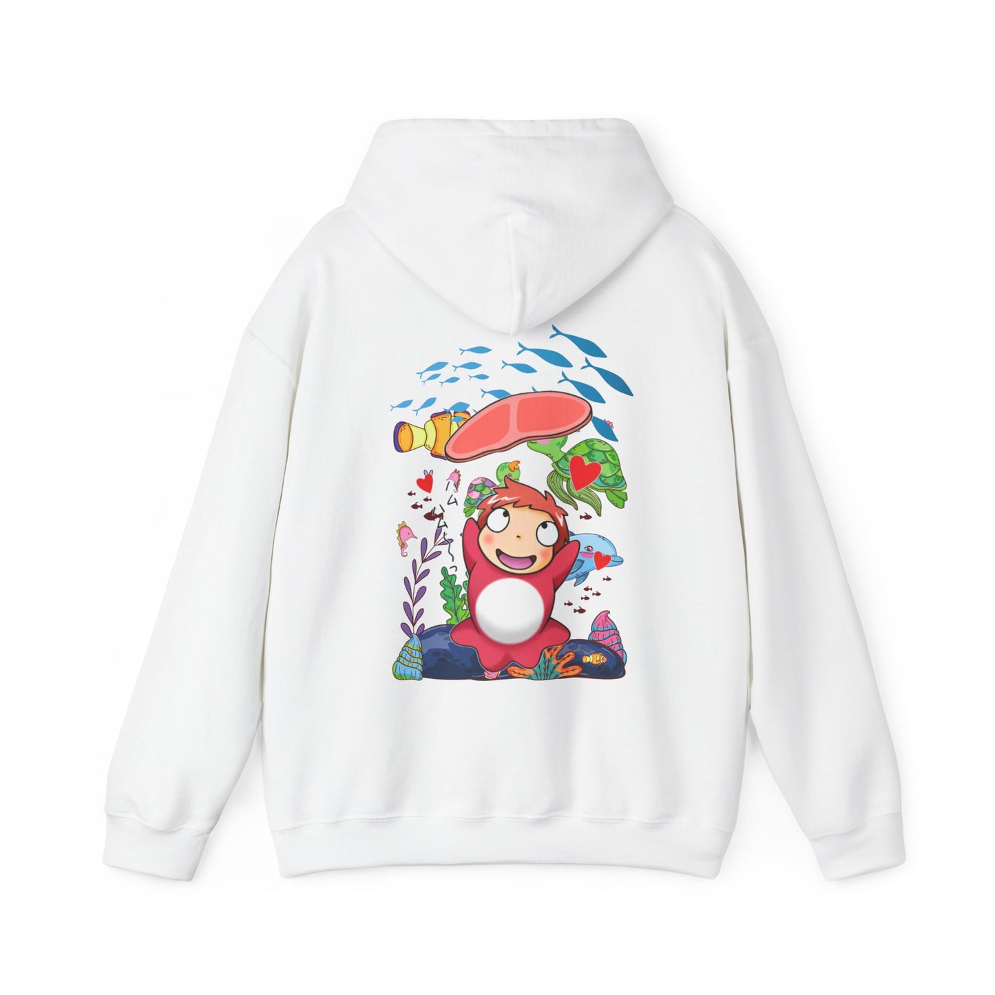 Ponyo Jam Back Print Hoodie – 100% Cotton Studio Ghibli Anime Sweatshirt for Fan