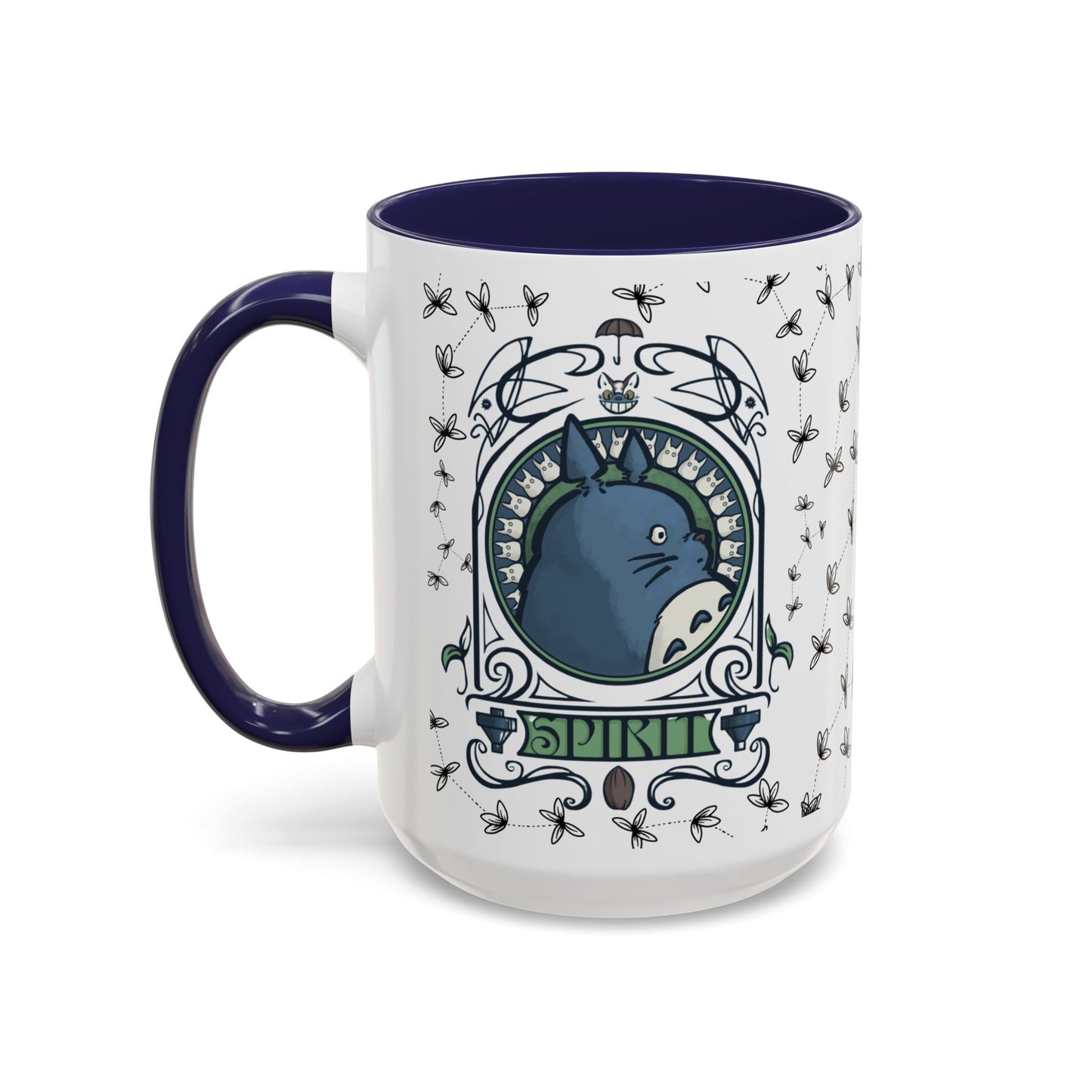 Totoro Spirited Ghibli Accent Handle Mug – 11oz & 15oz Anime Cup – Studio Ghibli Coffee Gift
