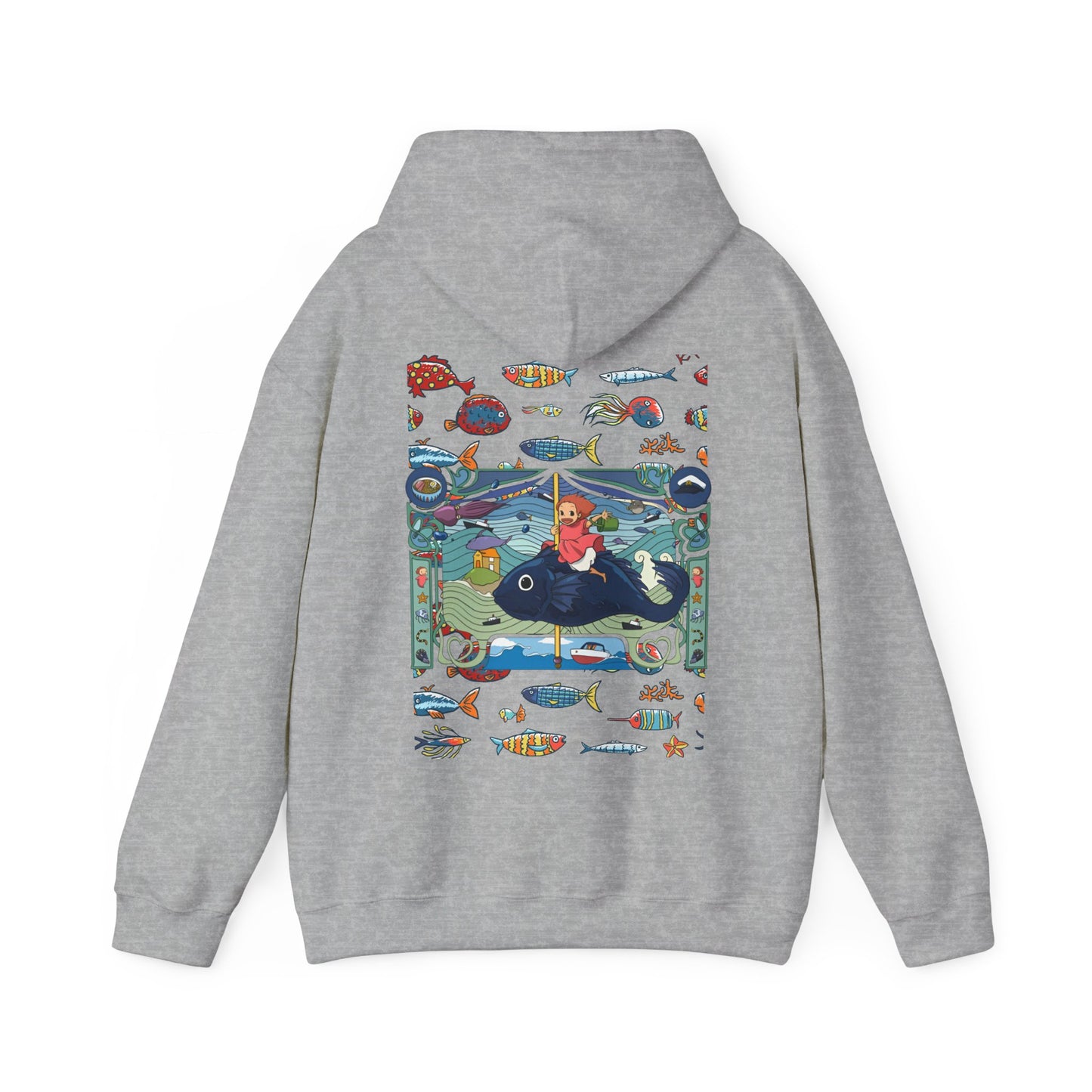 Ponyo Sea Love Back Print Hoodie – 100% Cotton Studio Ghibli Hoodie with Ocean-Inspired Design